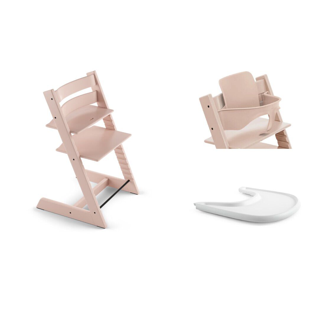  Stokke Tripp Trapp High Chair Serene Pink + Baby Set + Tray​ Bundle (3 pieces) image number 1