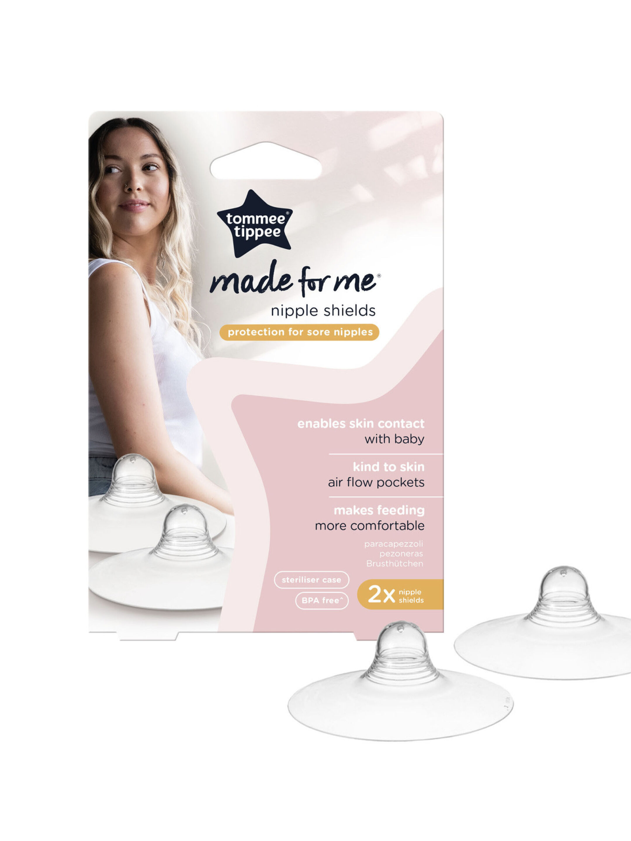 واقي الحلمات كلوزر تو نيتشر من تومي تيبي مع عبوة تعقيم - قطعتان image number 1