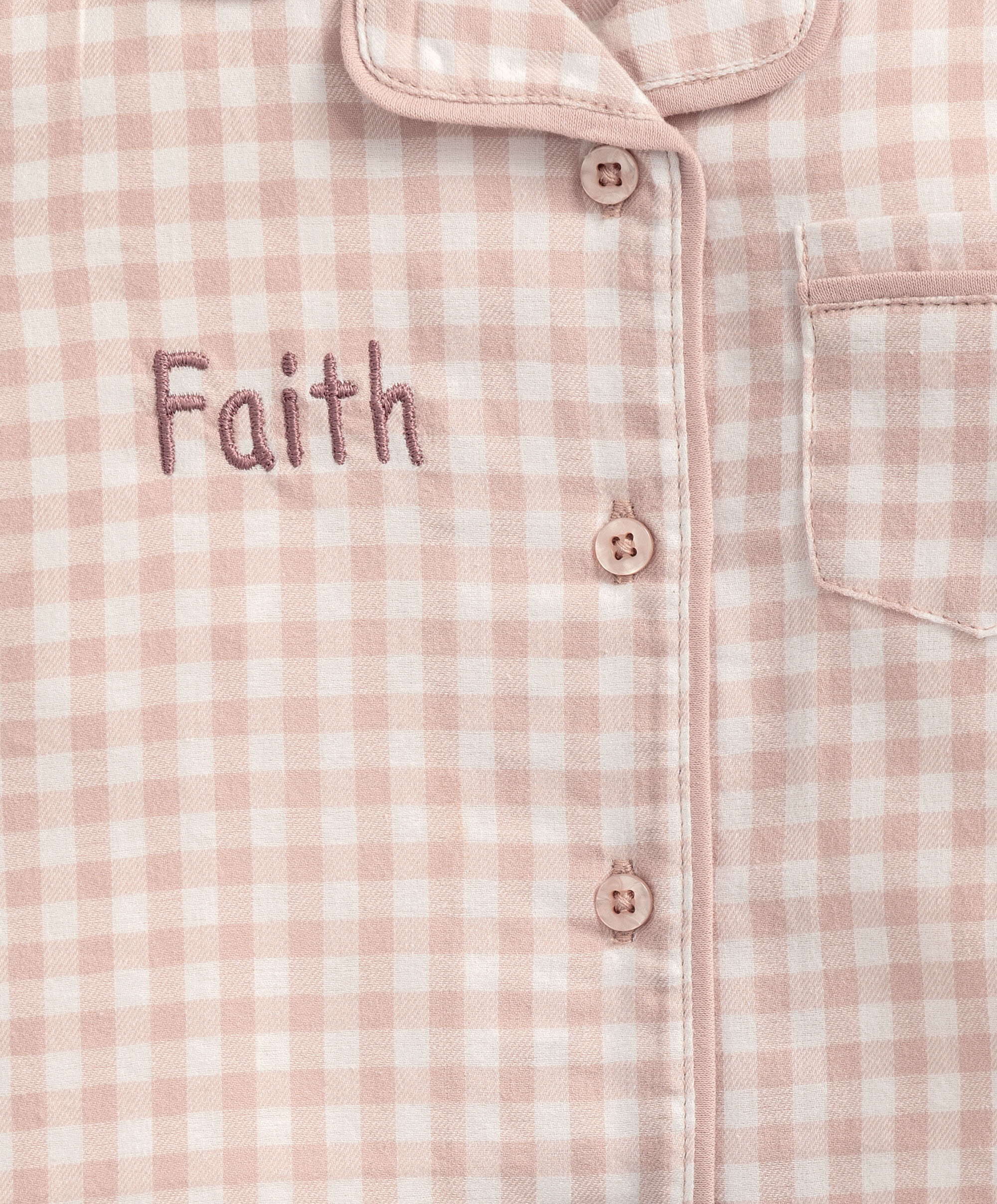 بيجاما منسوجة بنقشة مربعات - وردي image number 5