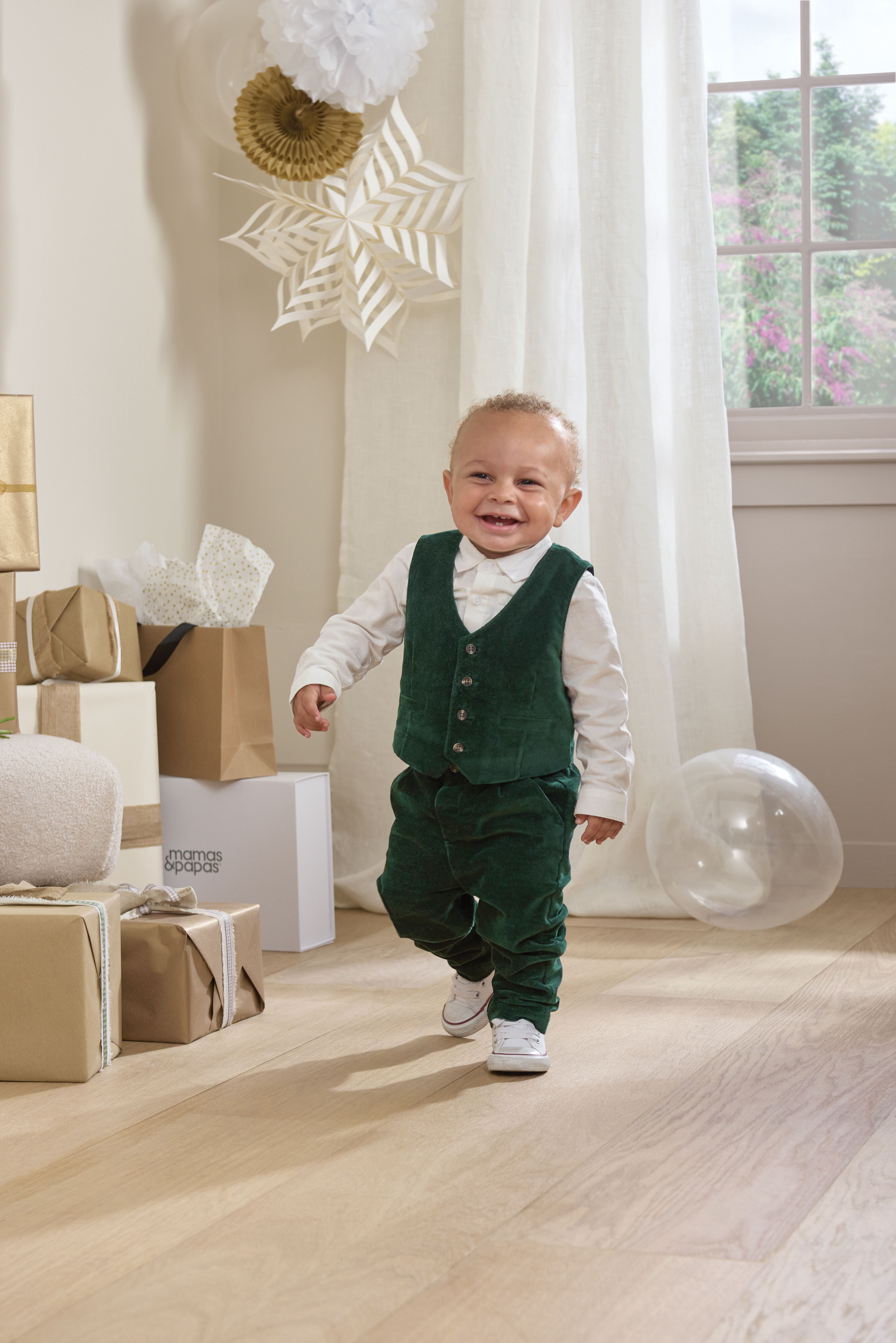 طقم بدلة مخمل بلون أخضر زمردي - 3 قطع image number 7