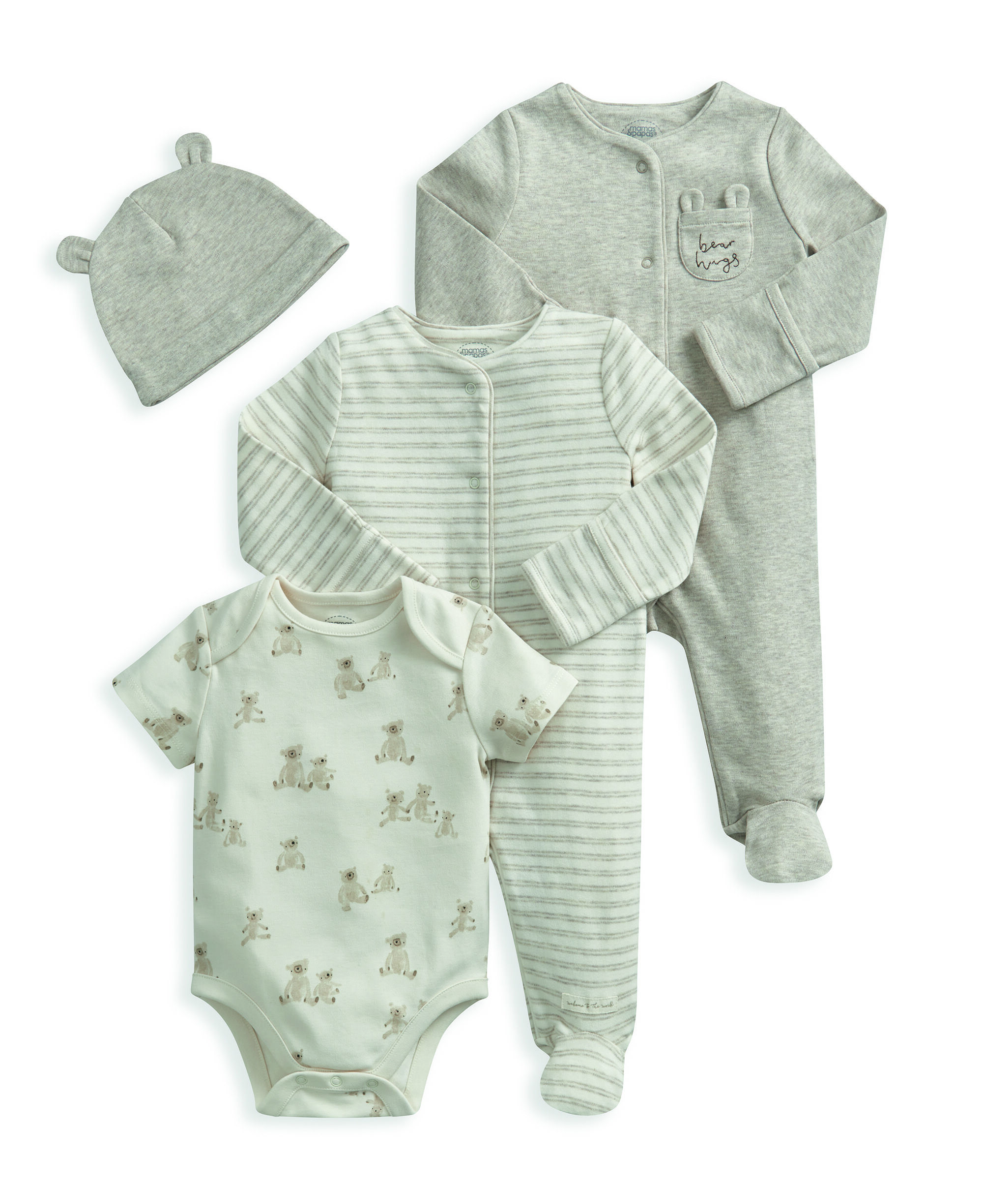 طقم ملابس بتصميم دب لحديثي الولادة - 4 قطع image number 2