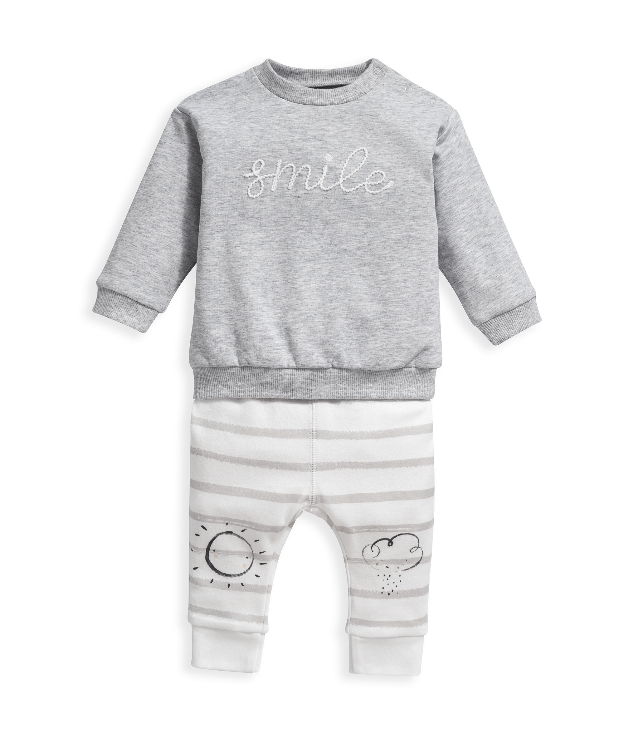 طقم جيرسيه مزين بكلمة Smile - قطعتان image number 1