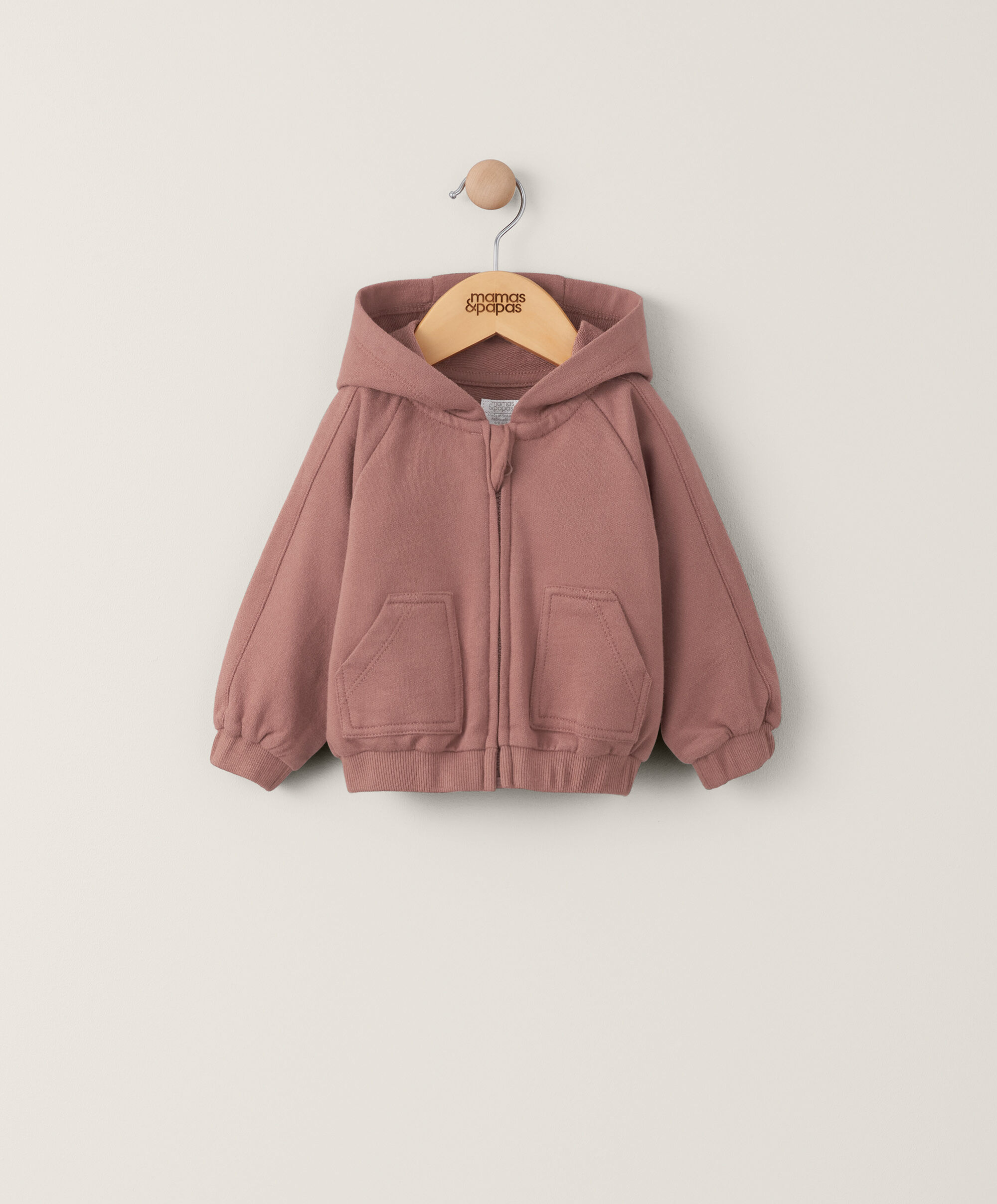 كنزة بغطاء رأس وسحّاب -أحمر image number 1