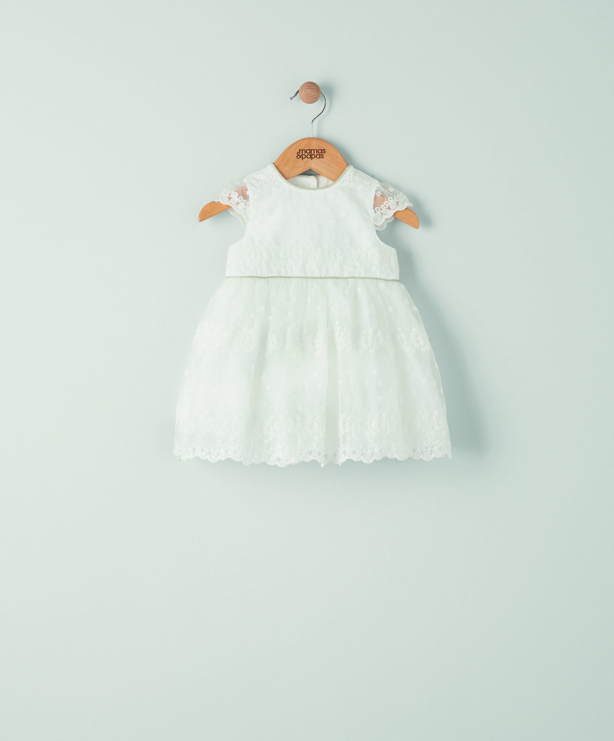 فستان أورجانزا مطرز - أبيض image number 1