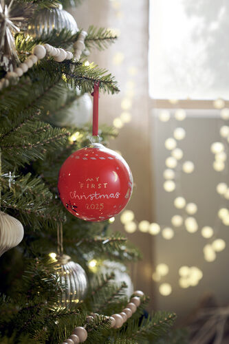 كرة تزيين زجاجية حمراء لكريسماس 2025 image number 1