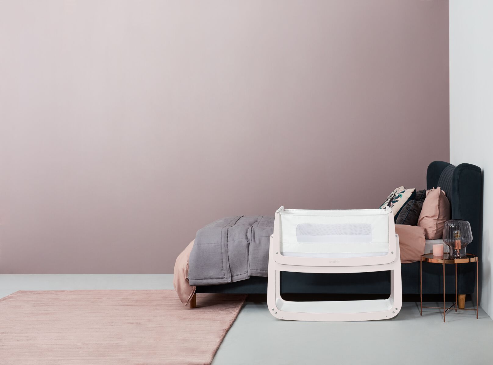 مهد سنوزبود⁴ لجانب السرير - أبيض روز/ وردي image number 4