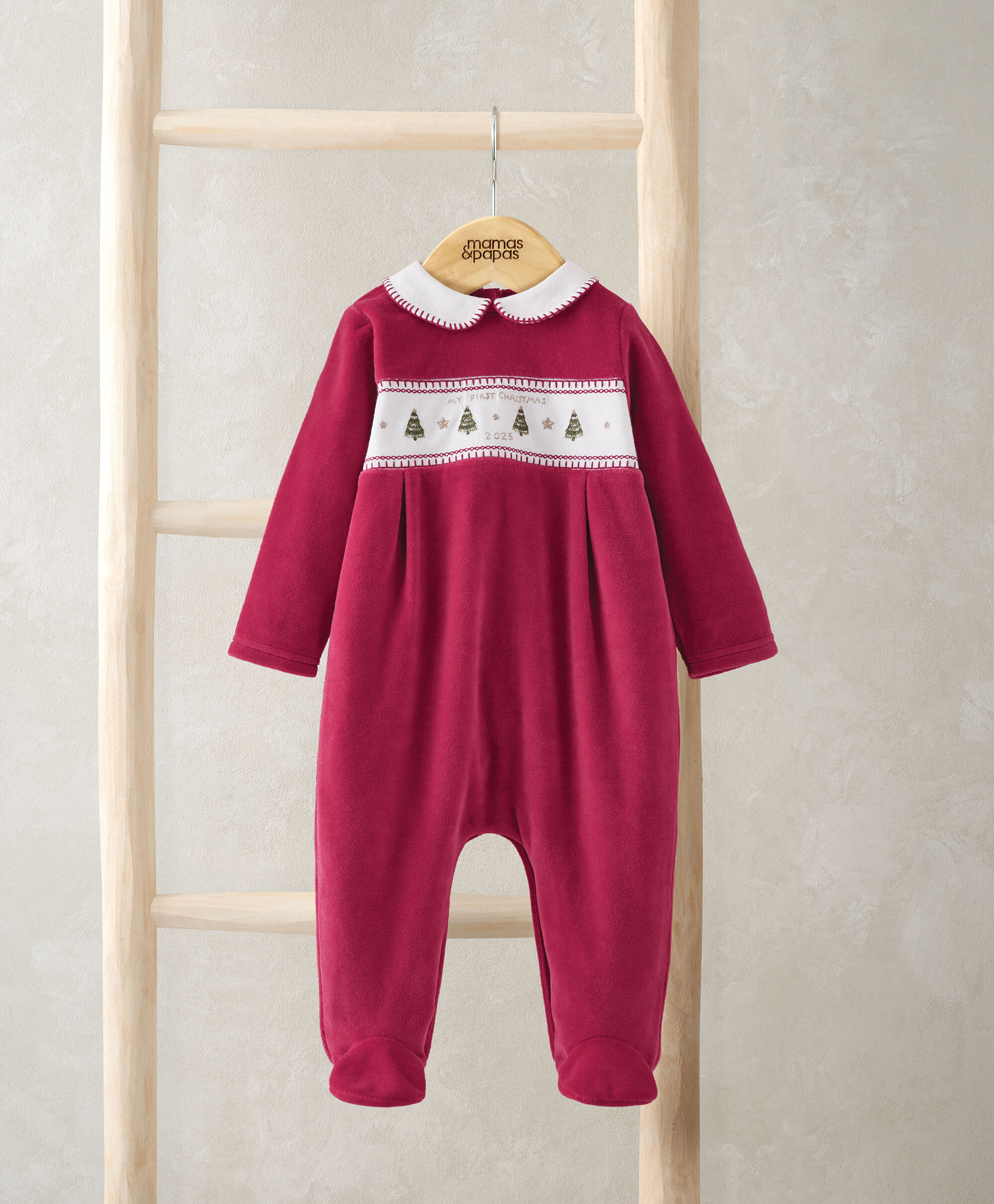 لباس قطعة واحدة بياقة وتطريز "ماي فيرست كريسماس" image number 3