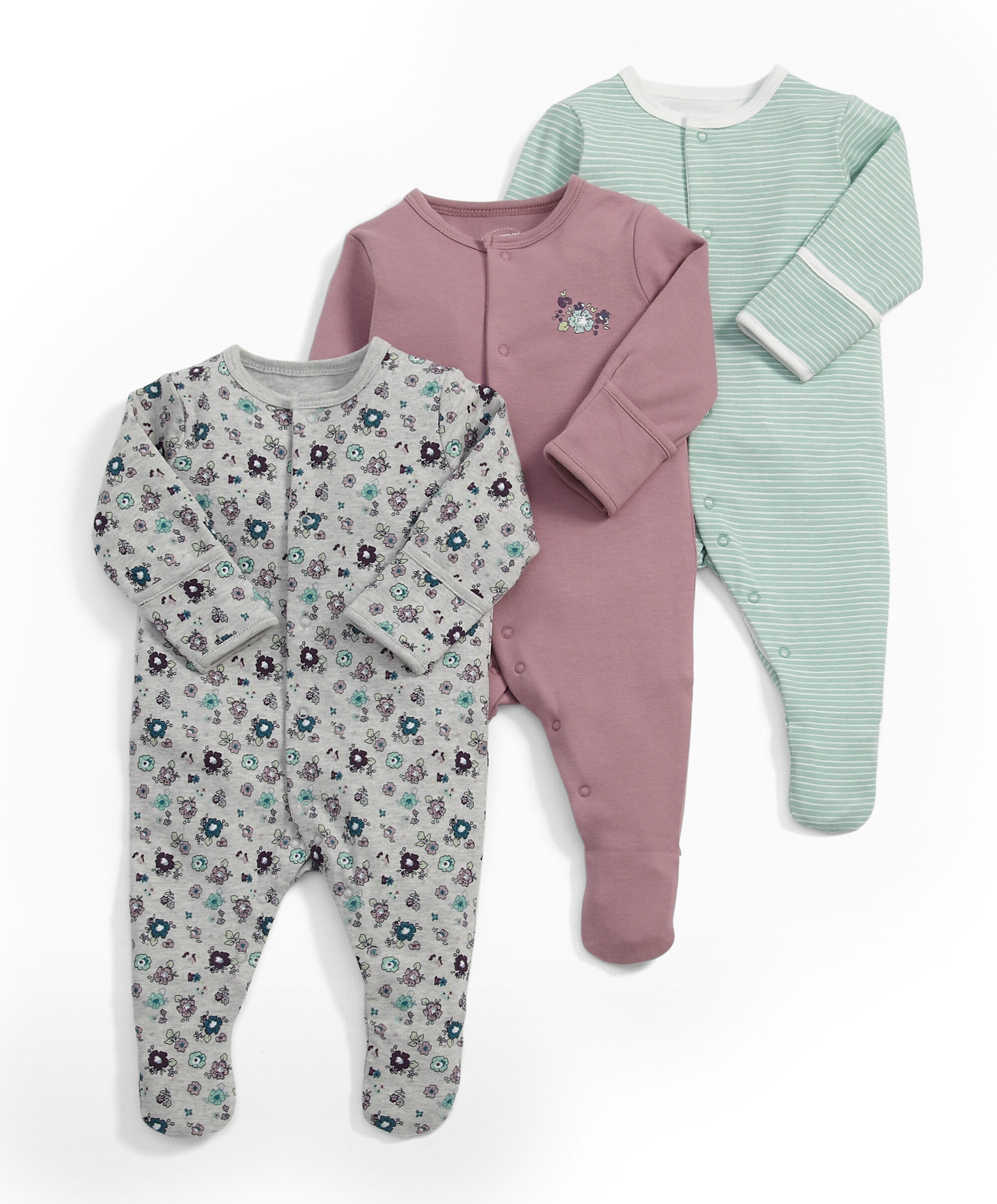 طقم لباس الكل في واحد بنقشة الزهور الرقيقة (طقم مكون من 3 قطع) image number 1