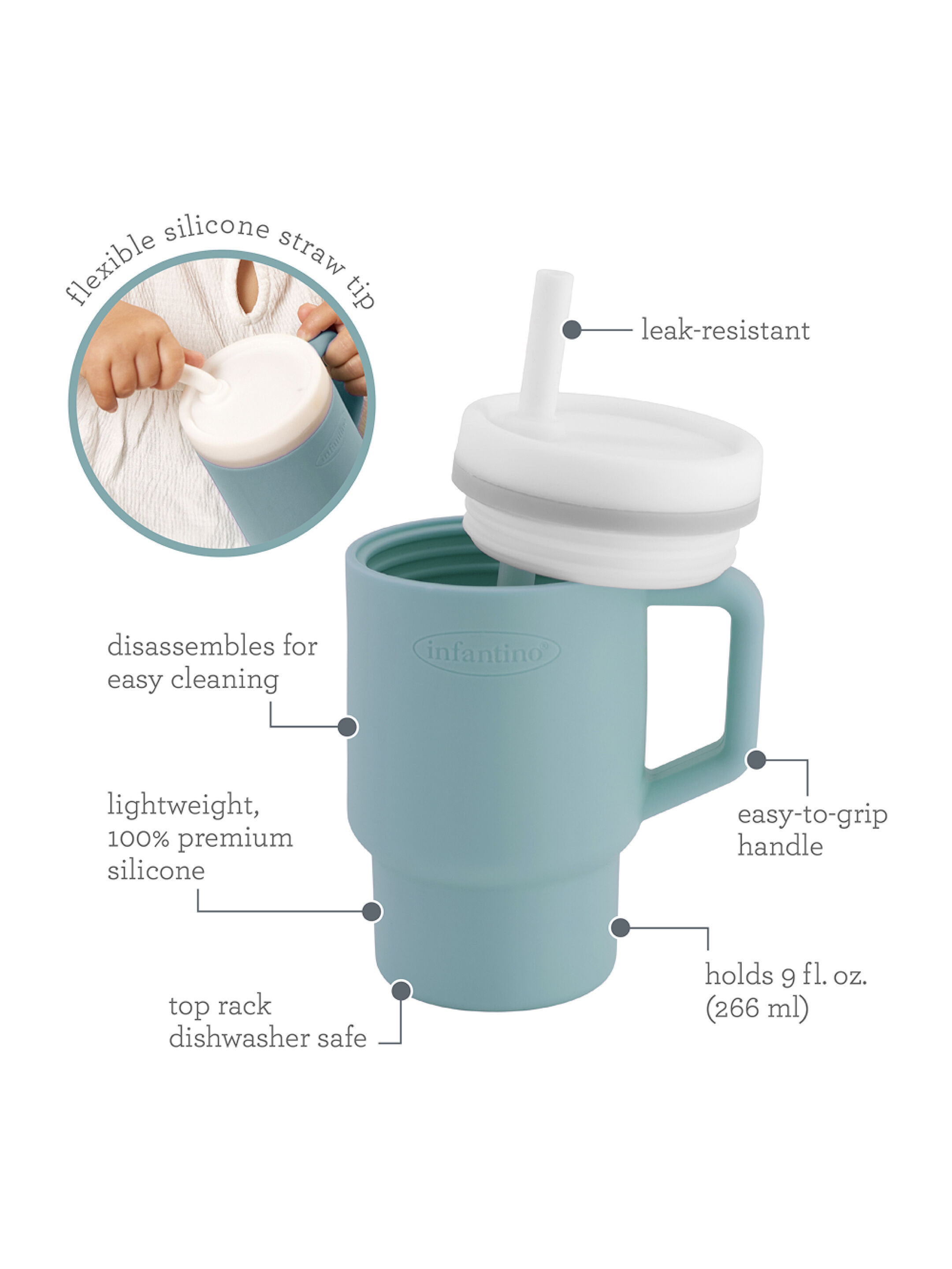 Infantino My 1st Tumbler - Moody Blue (6m+, 266 ml) image number 2