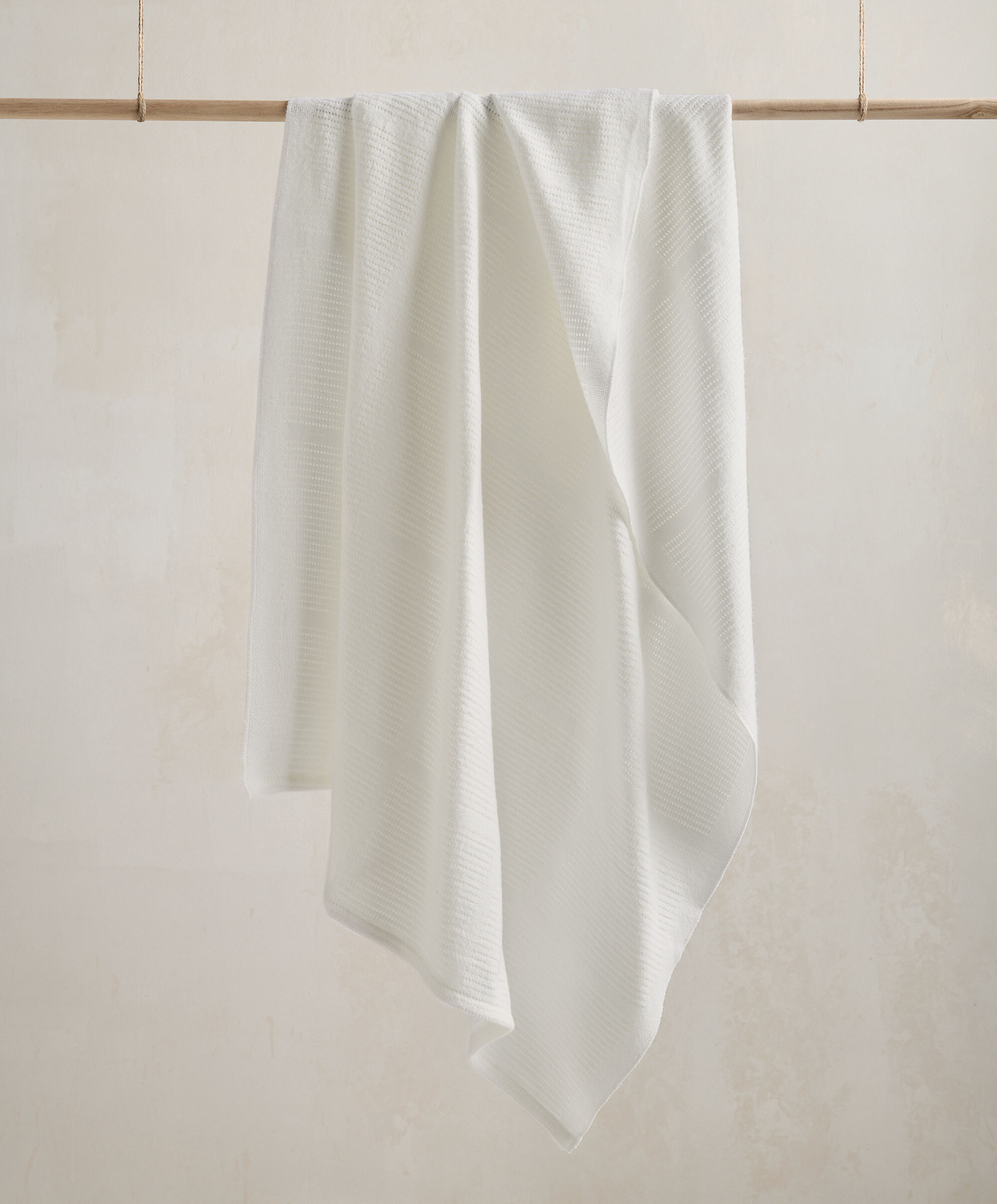 بطانية قطن منسوجة كبيرة - أبيض image number 5