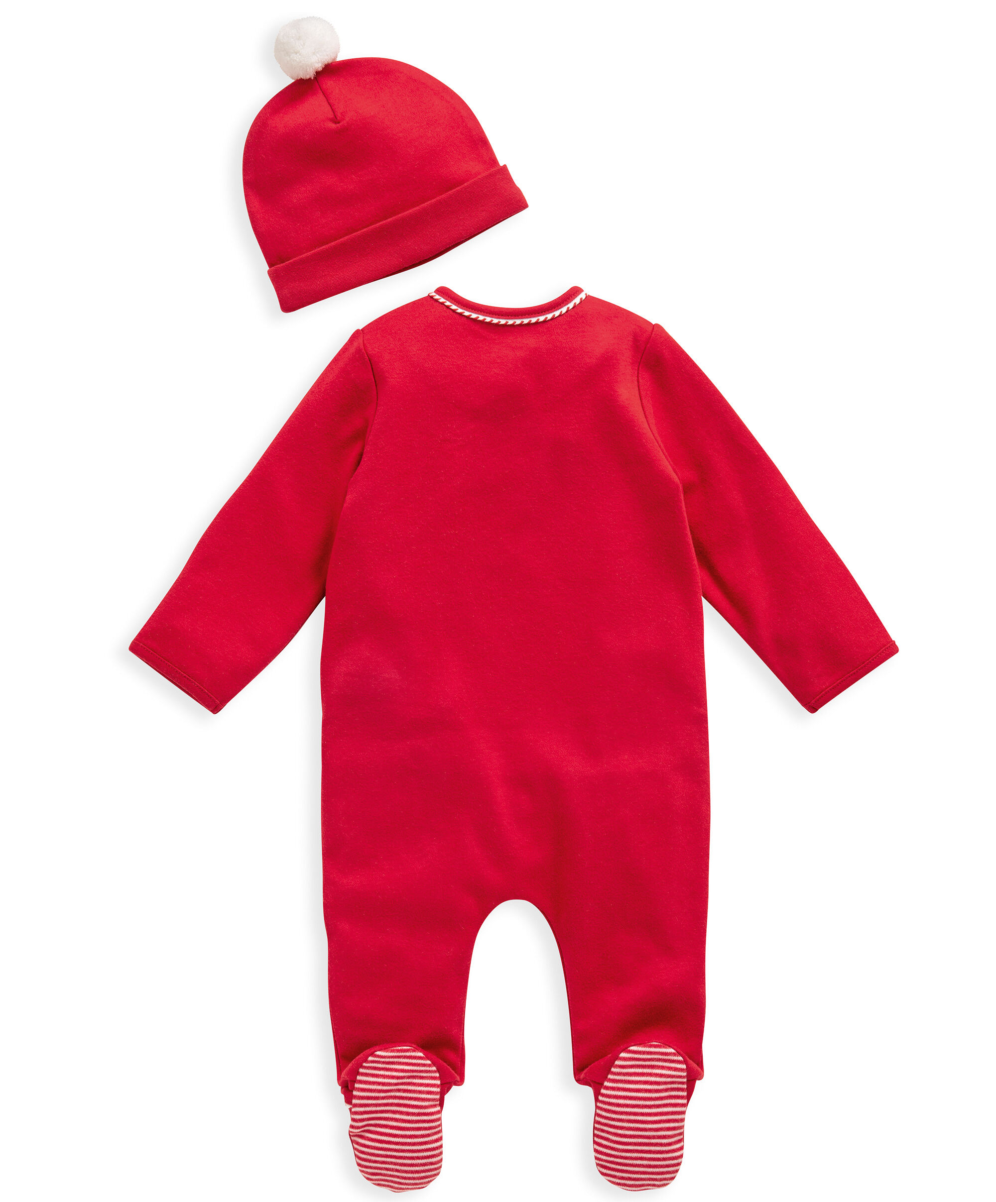 طقم لباس الكل في واحد بعبارة My First Christmas وقبعة - أحمر image number 2