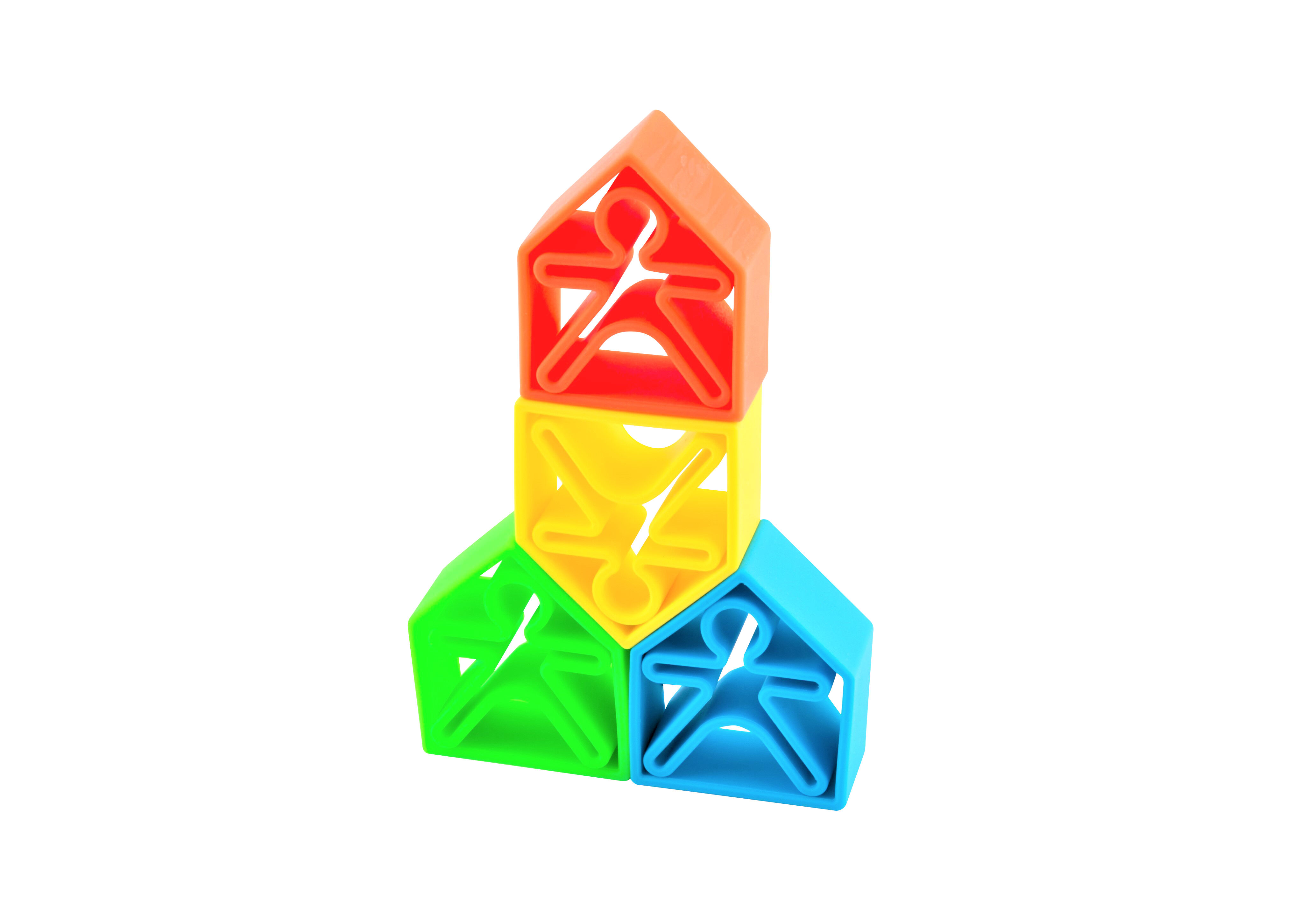 لعبة 6 أطفال + 6 منازل بألوان فاقعة من دينا image number 4