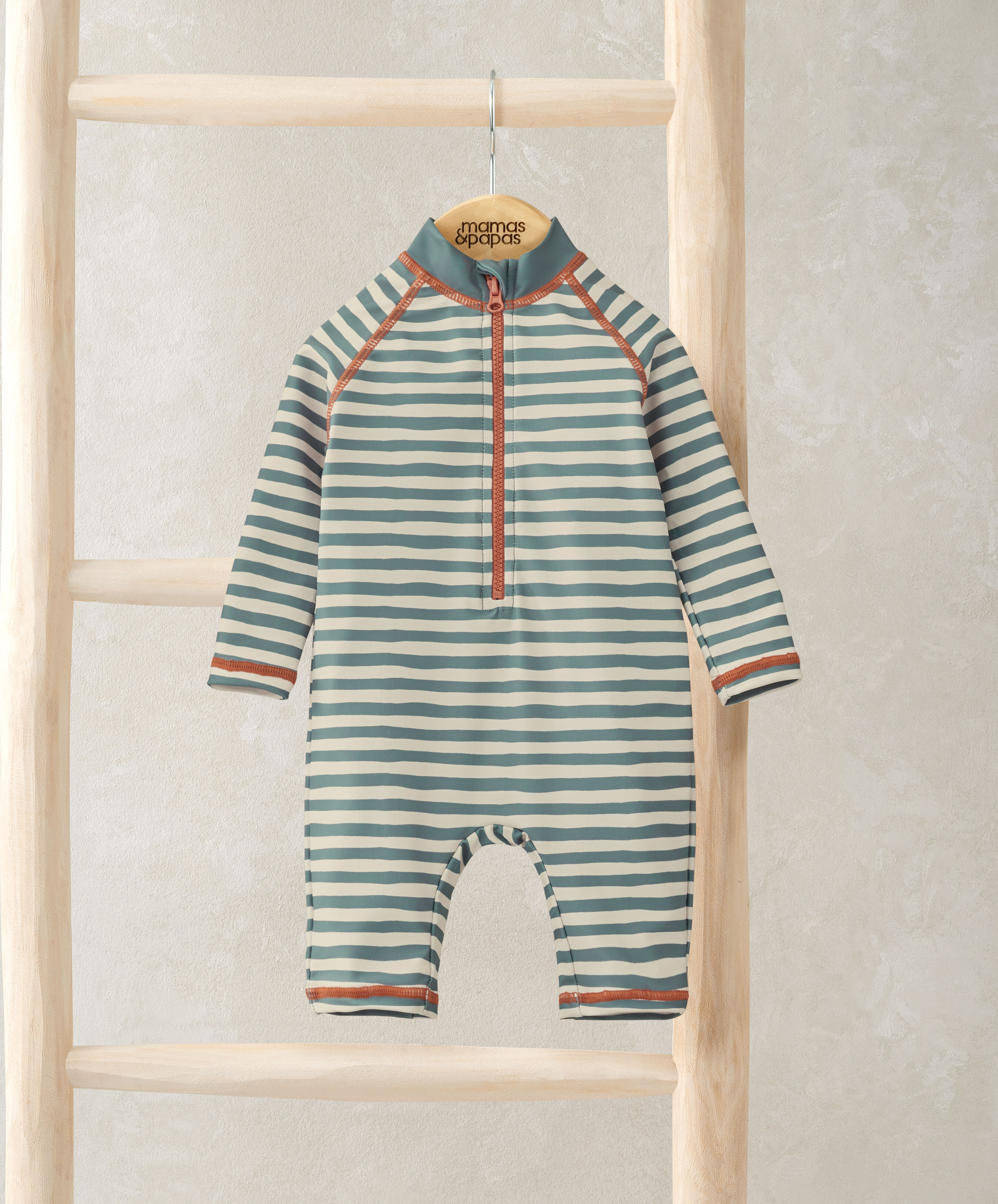 بدلة سباحة مخططة بأكمام طويلة image number 1