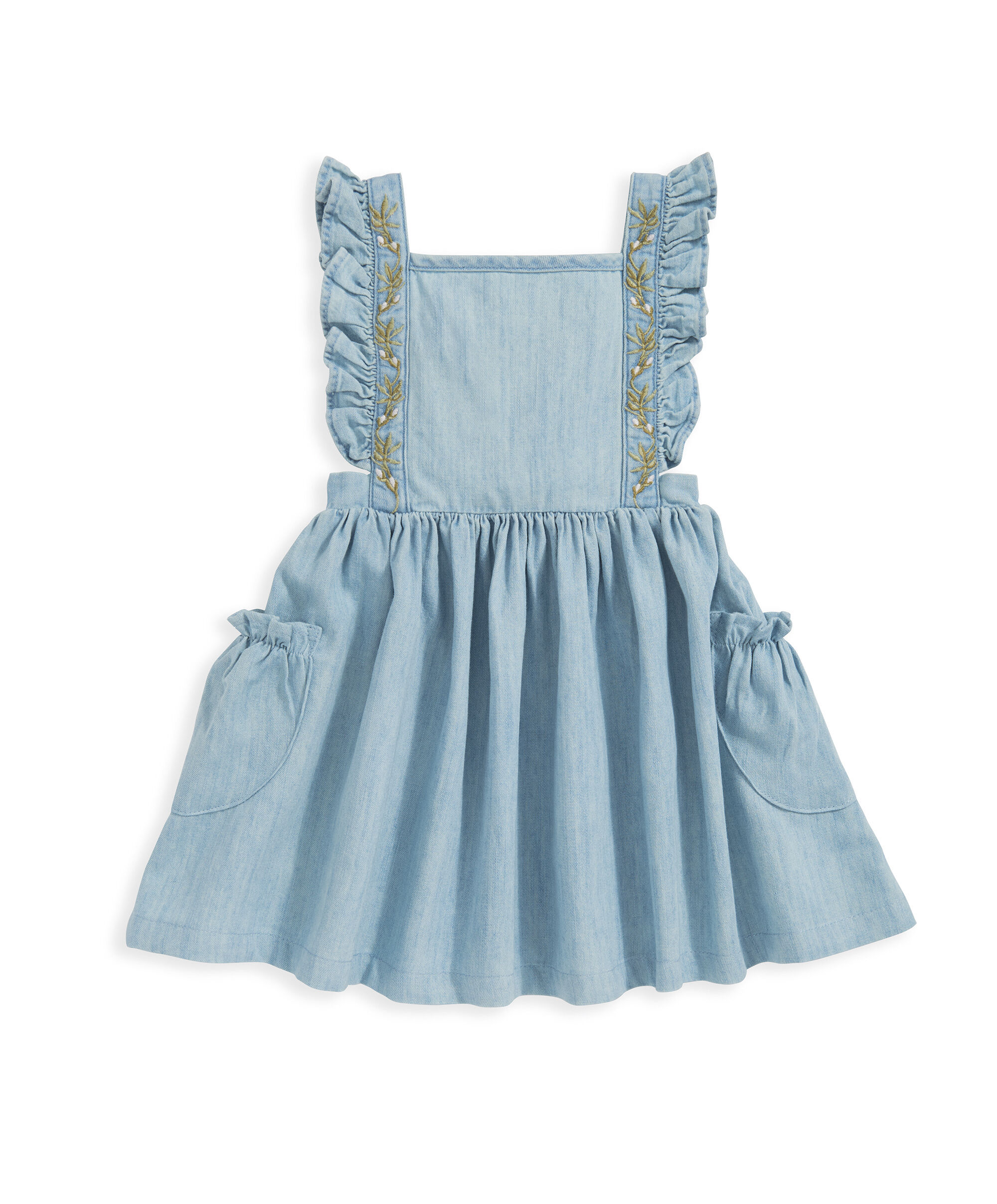 فستان دينم بتطريز زهور image number 2