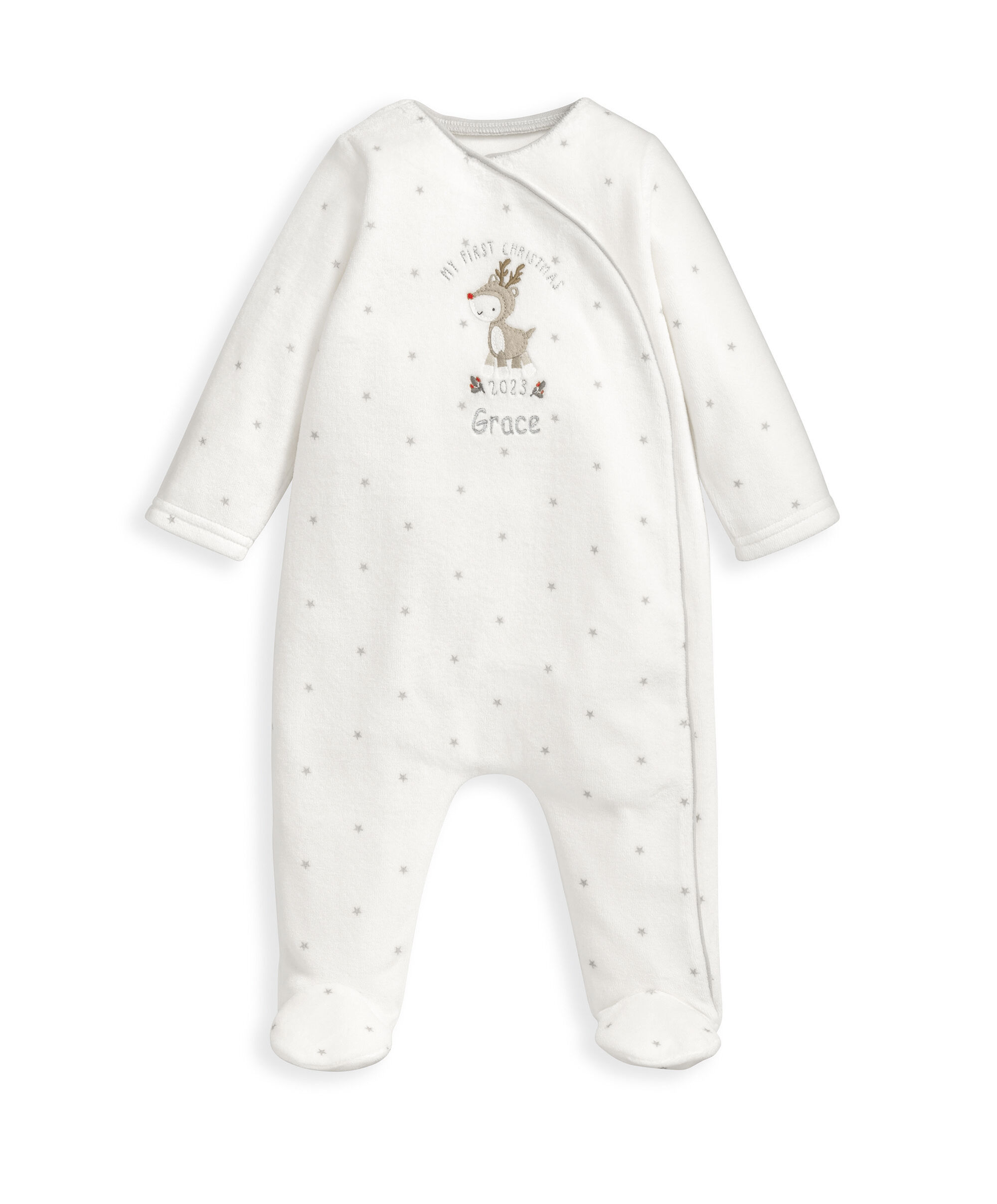 لباس الكل في واحد بعبارة My First Christmas - أبيض image number 2