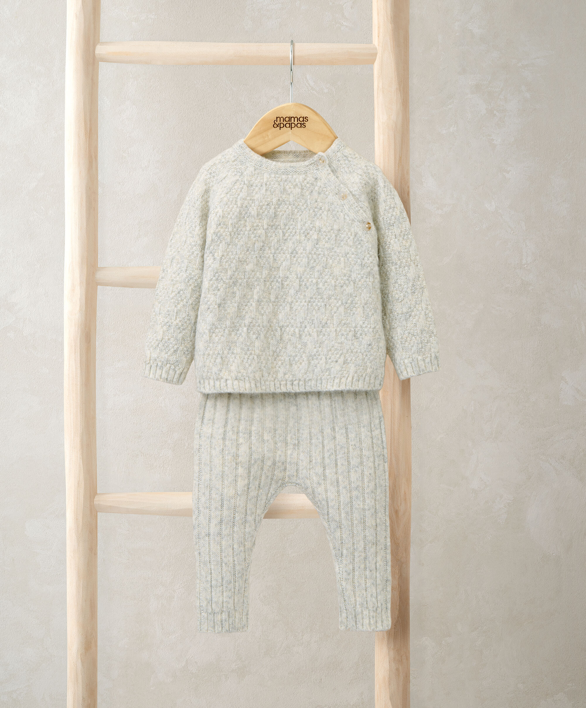 طقم منسوج بلون رمادي، قطعتين image number 1