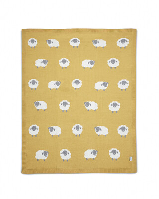 Welcome to the World Knitted Blanket - Sheep Motif