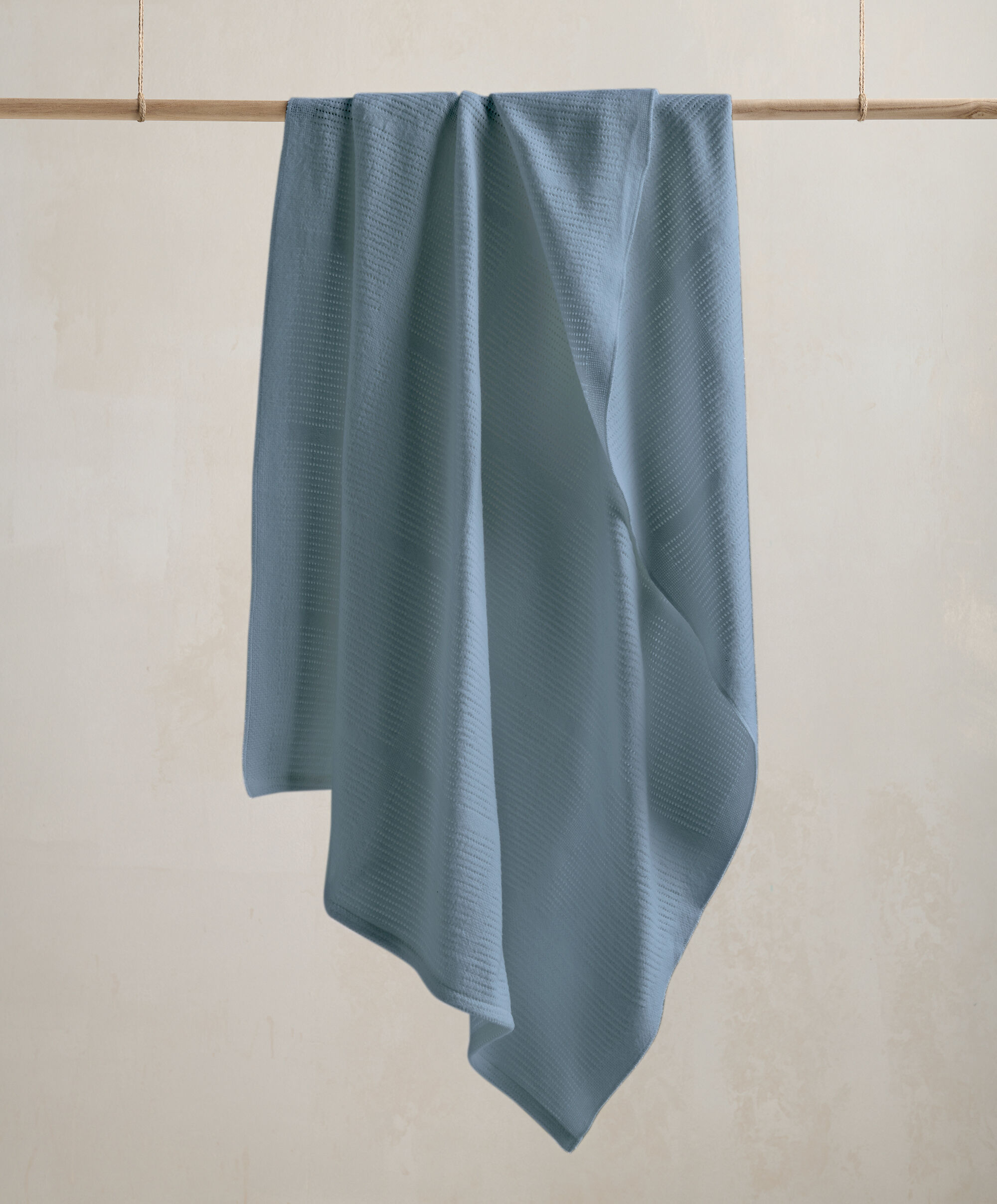 بطانية قطن منسوجة كبيرة - أزرق بترولي image number 5