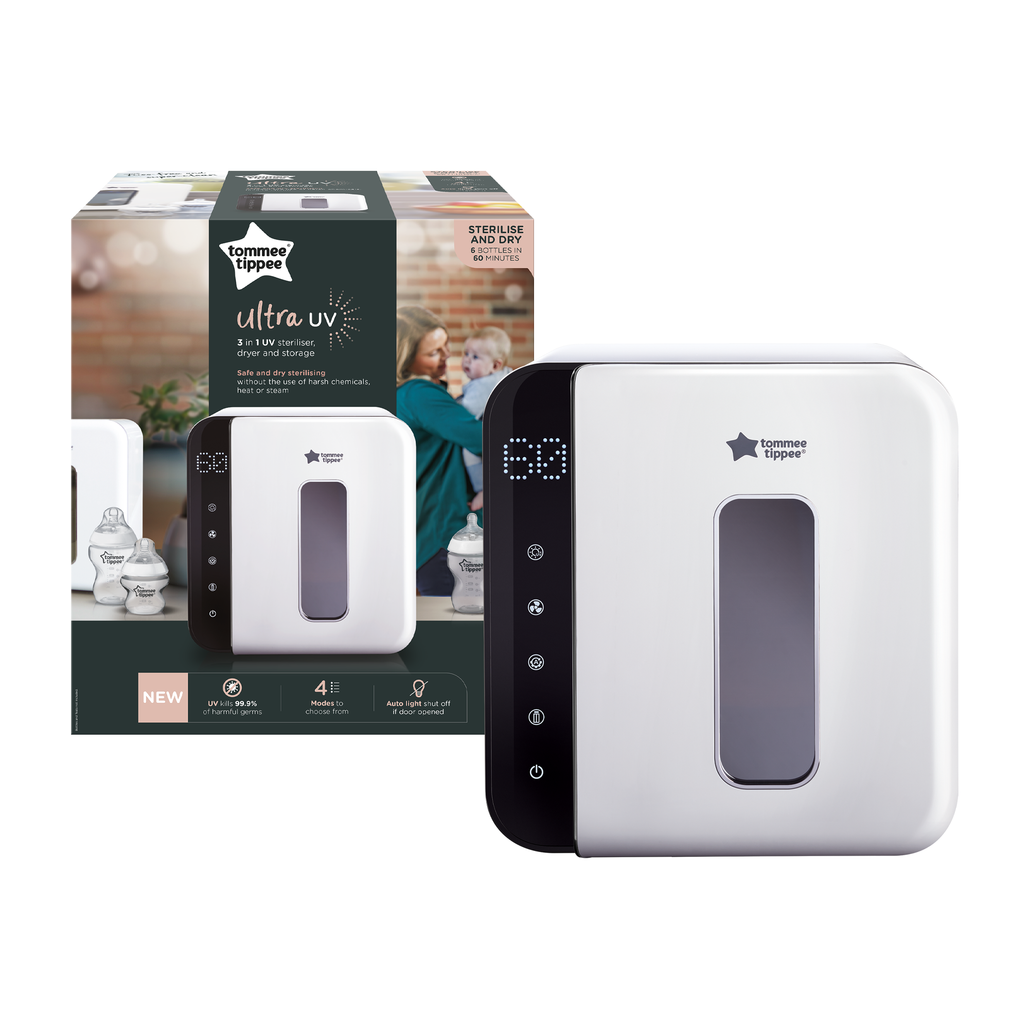 جهاز التعقيم بالأشعة فوق البنفسجية لرضّاعات الأطفال من تومي تيبي 3 في 1 &ndash; للتعقيم، التجفيف والتخزين