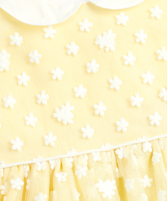 فستان شبكي بنقشة زهور أصفر image number 3