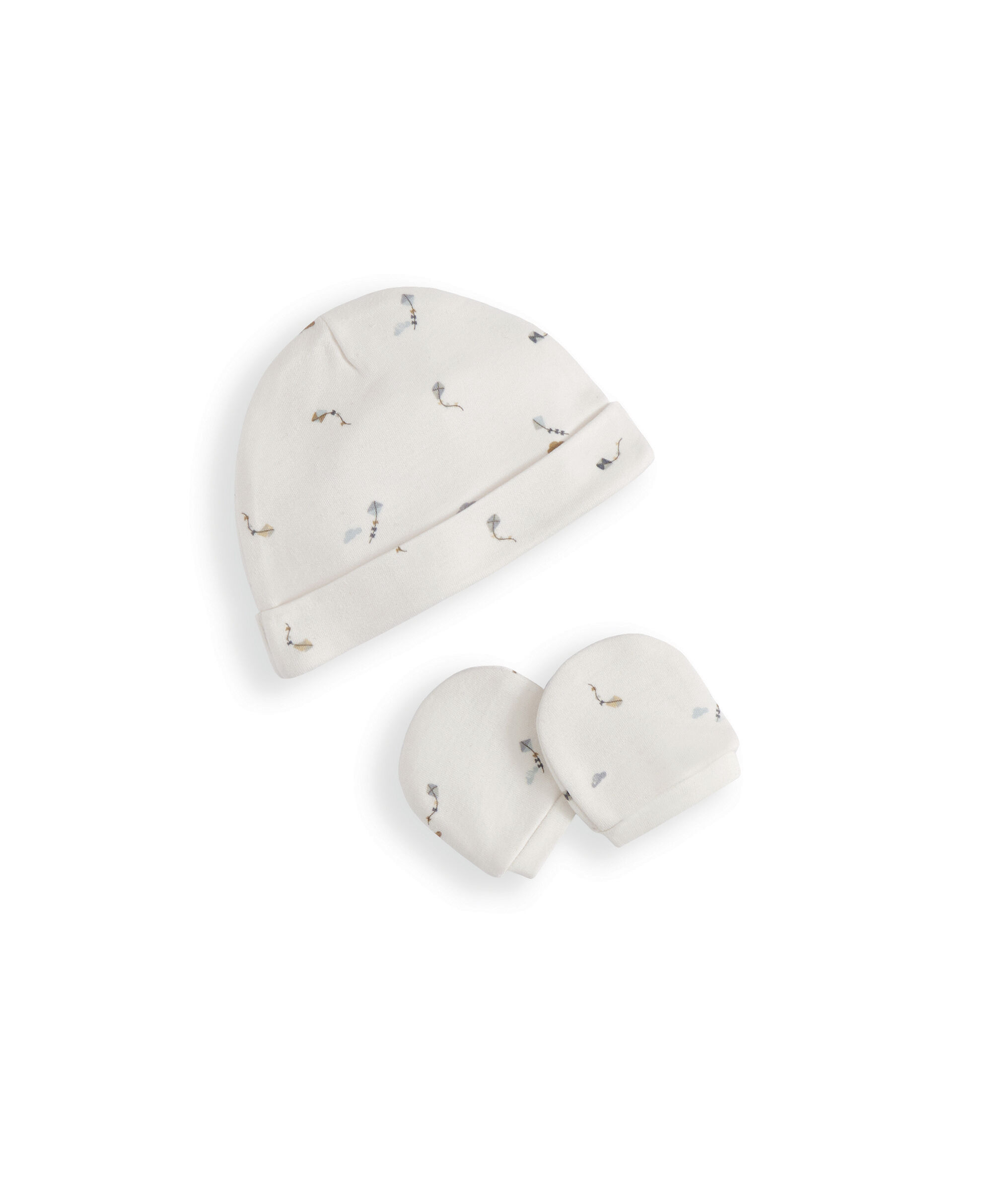 طقم قبعة وقفازات بنقشة طائرات ورقية للأطفال الخدج image number 2