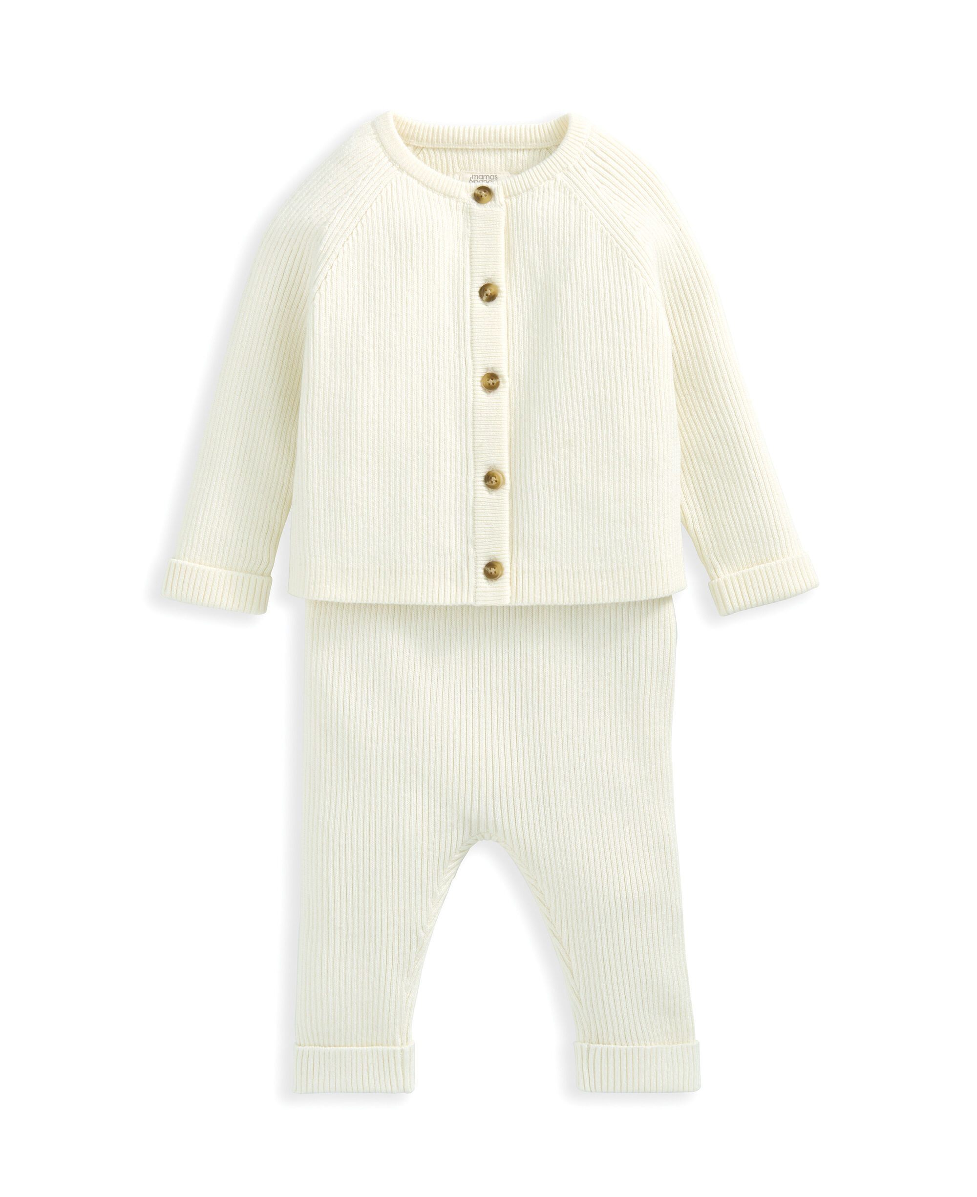 طقم كارديغان ولغينغز منسوج - بيج image number 4