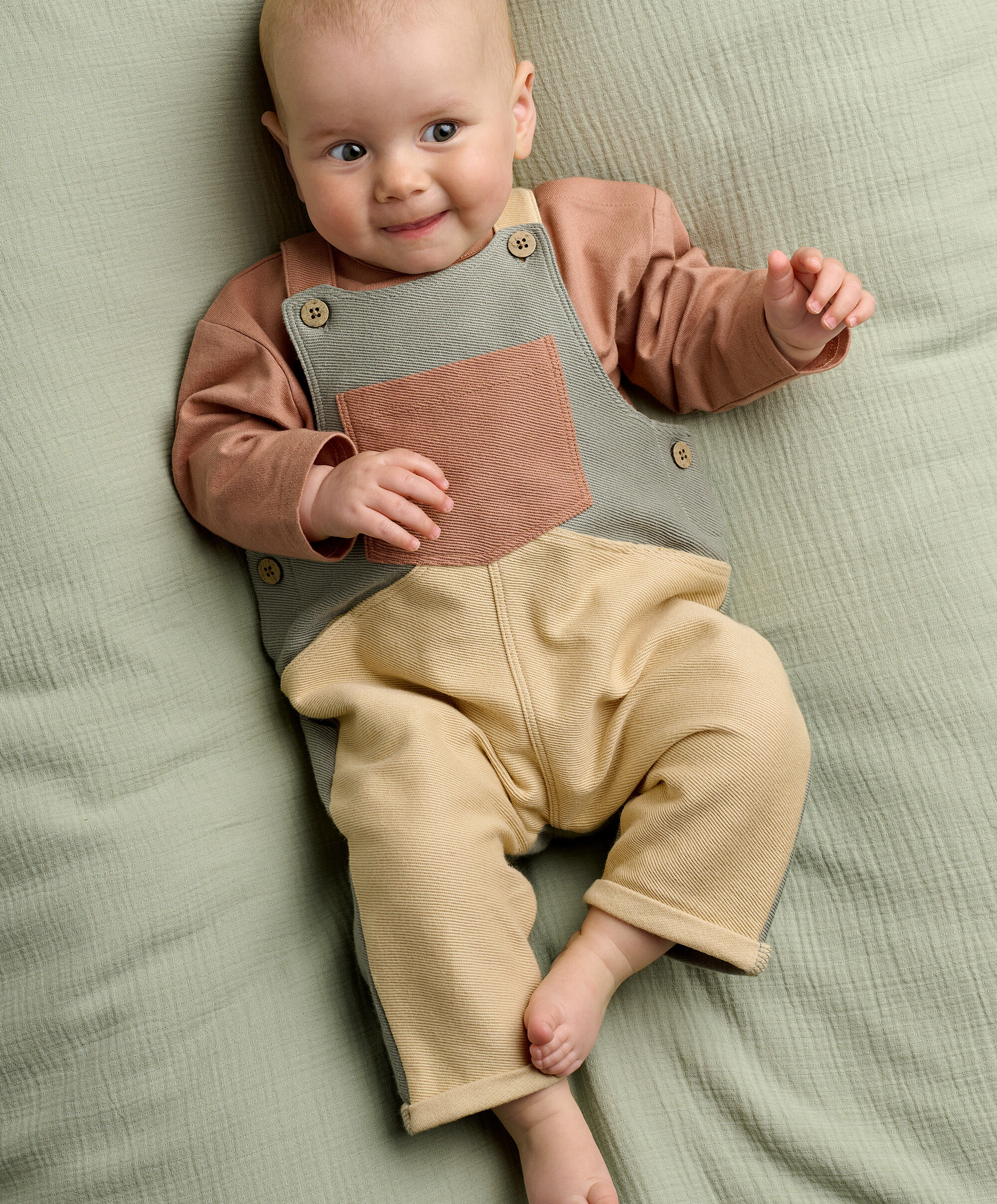 2pc Colour Block Dungaree Set image number 1