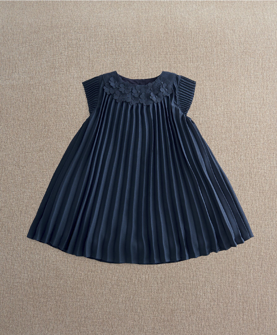 Navy Pleated Dress