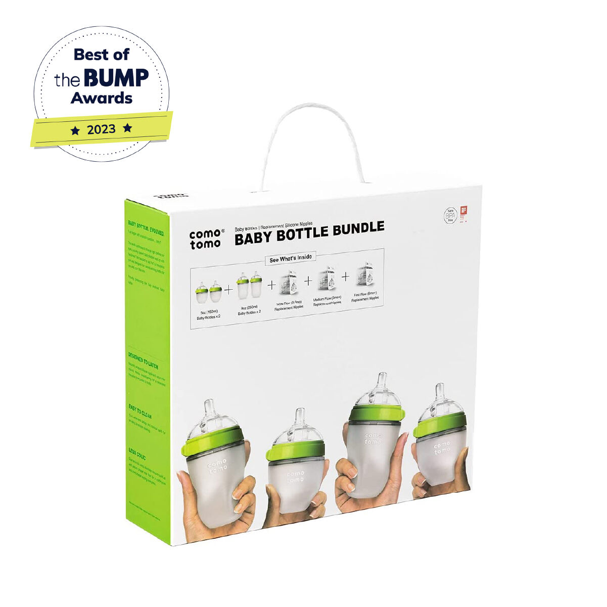 مجموعة زجاجات رضاعة كوموتومو بلون أخضر