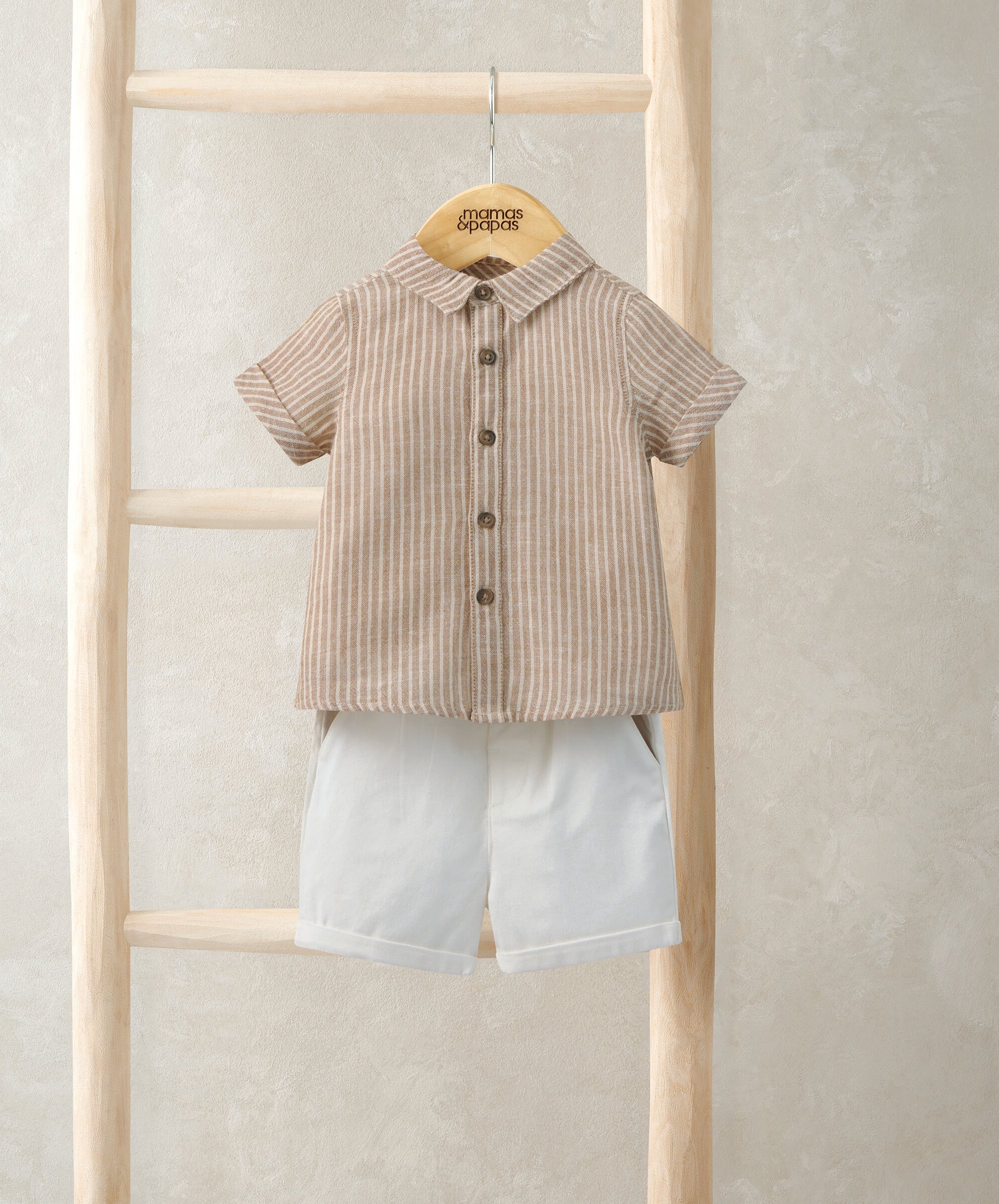 طقم قميص مخطط وشورت، قطعتين image number 1