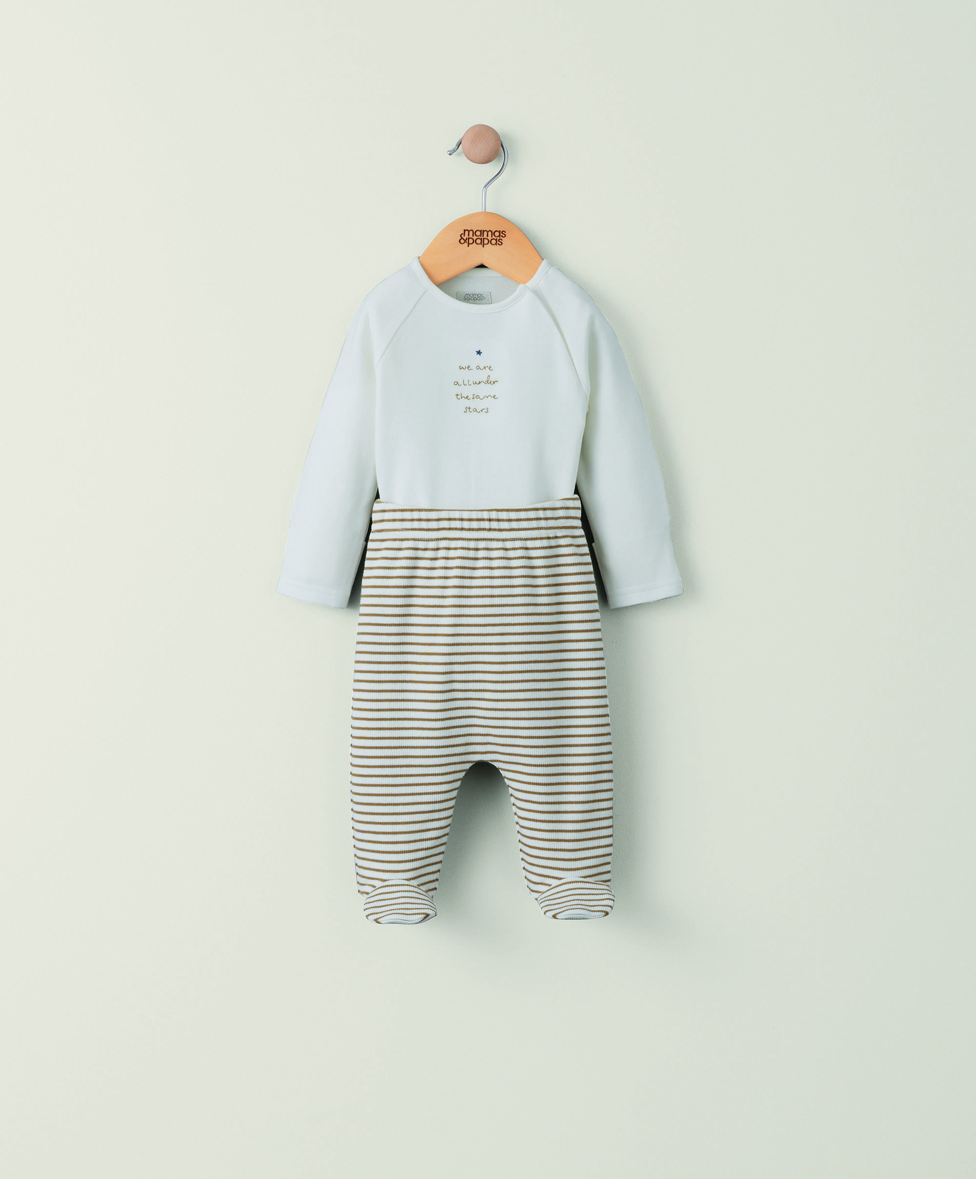 طقم لباس قطعة واحدة ولغينغز مخطط - قطعتان image number 1