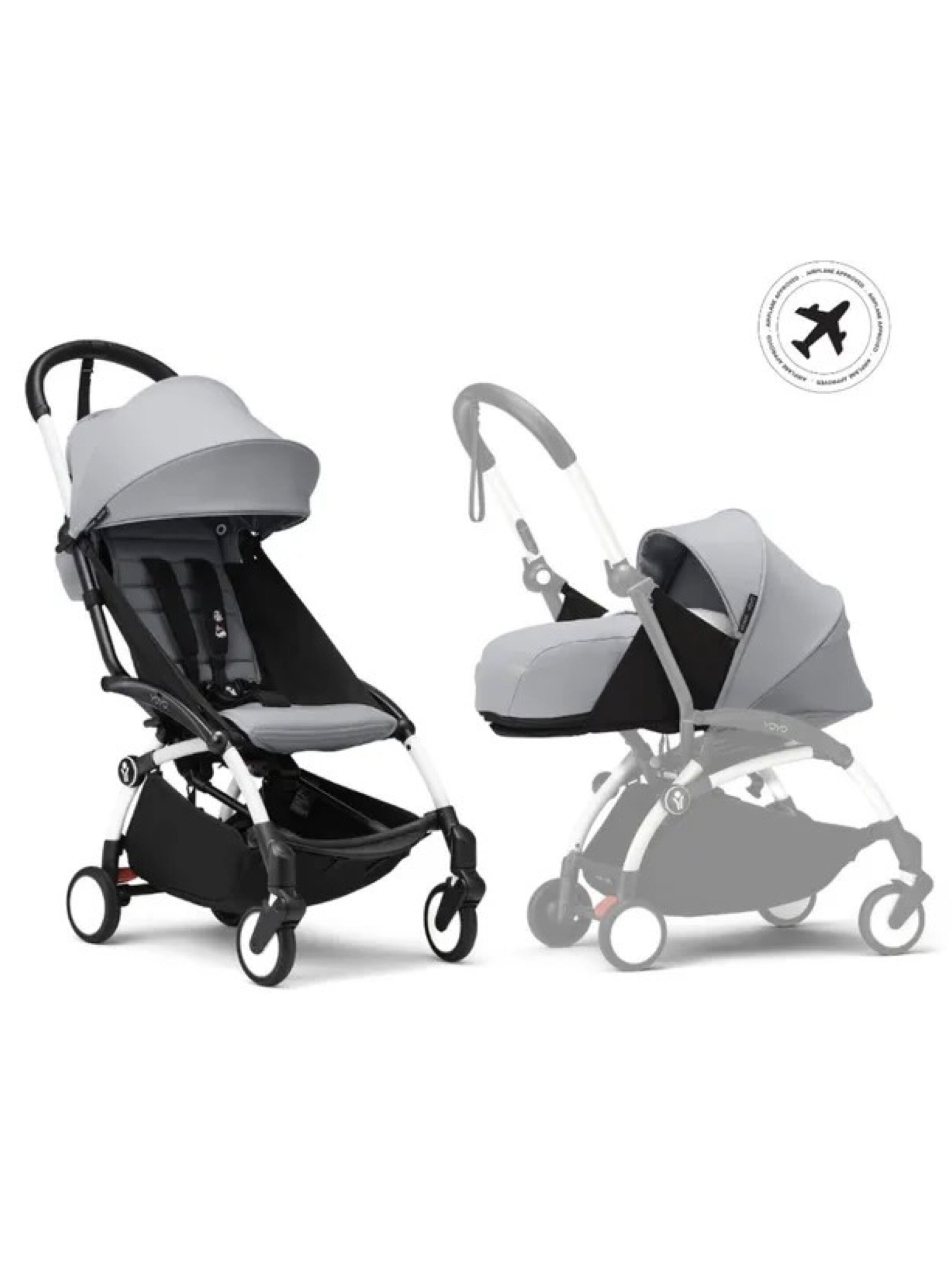 Stokke YOYO3 Full Stroller with White Frame, 0+ Newborn and 6+ Color Pack - Stone (3 pieces) image number 1