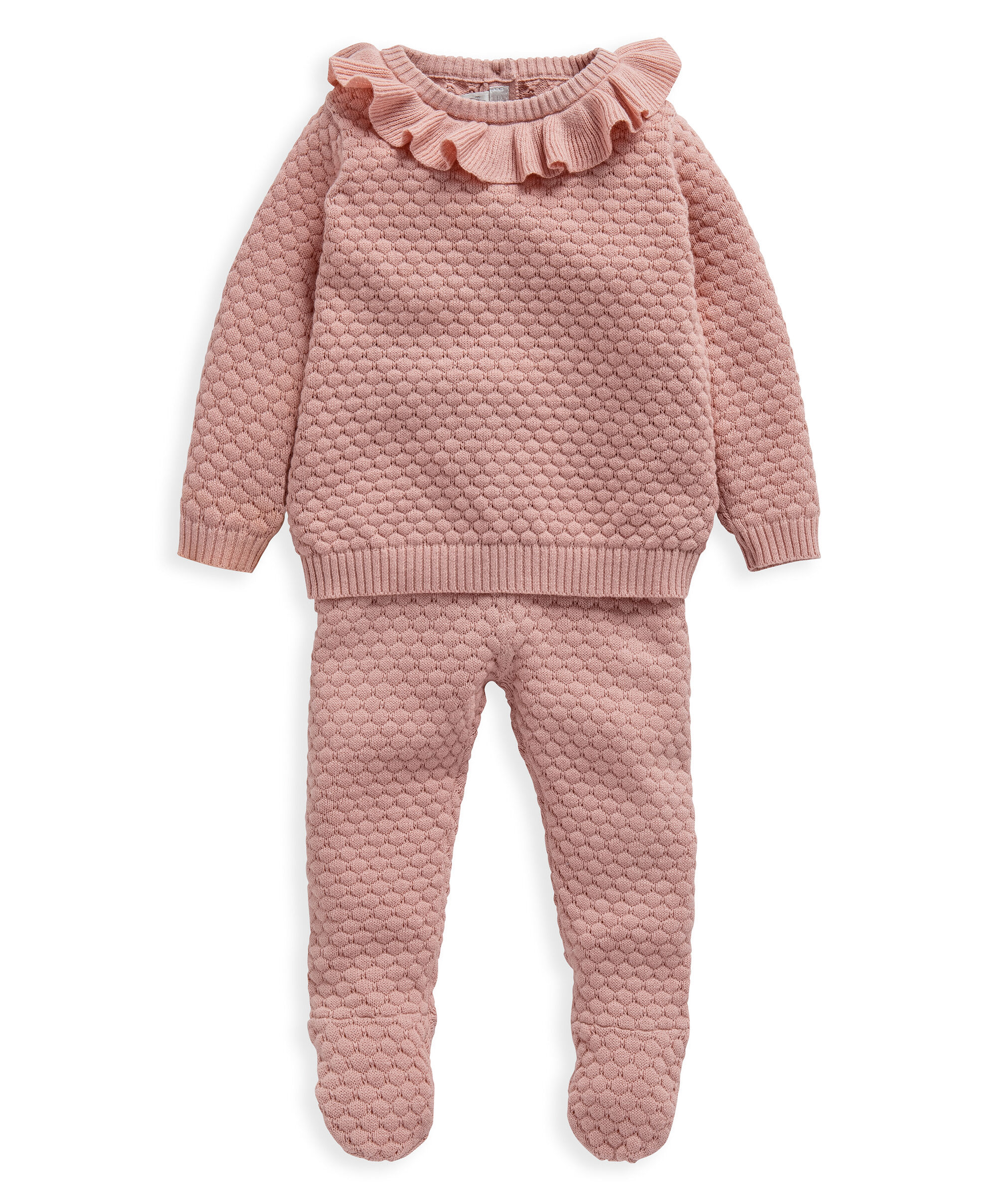 طقم منسوج بلون وردي - قطعتان image number 1