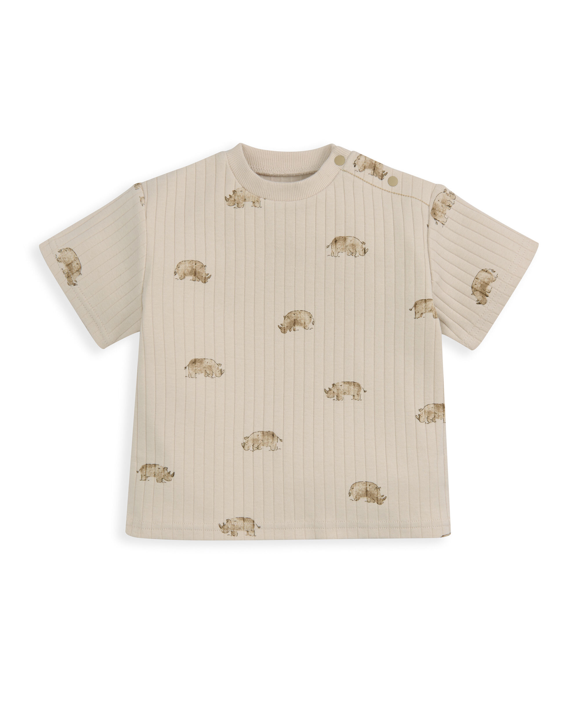 طقم تيشيرت مضلع بنقشة وحيد القرن وبنطال، قطعتين image number 3