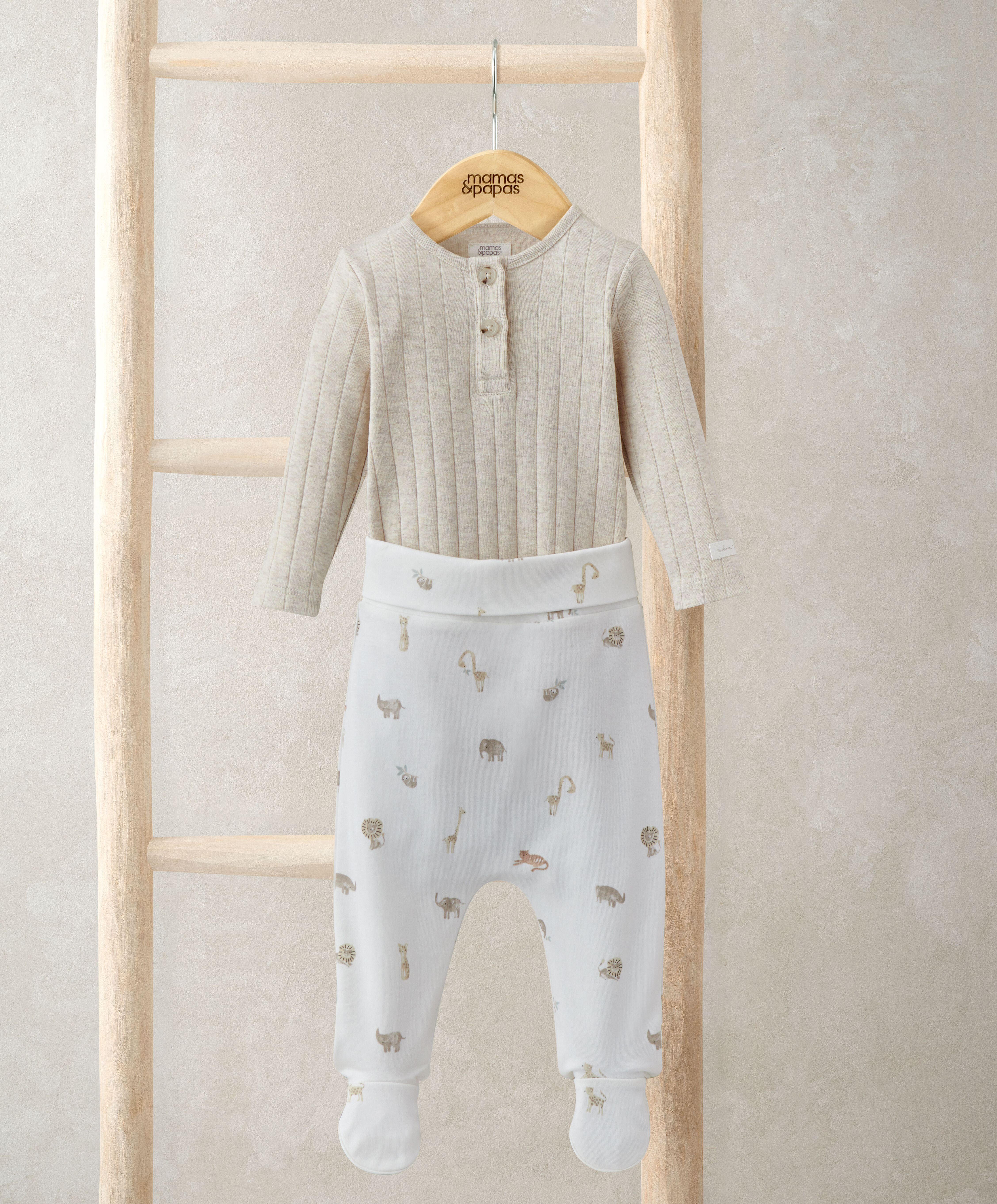 طقم لباس قطعة واحدة مضلع ولغينغز بنقشة سفاري  image number 1