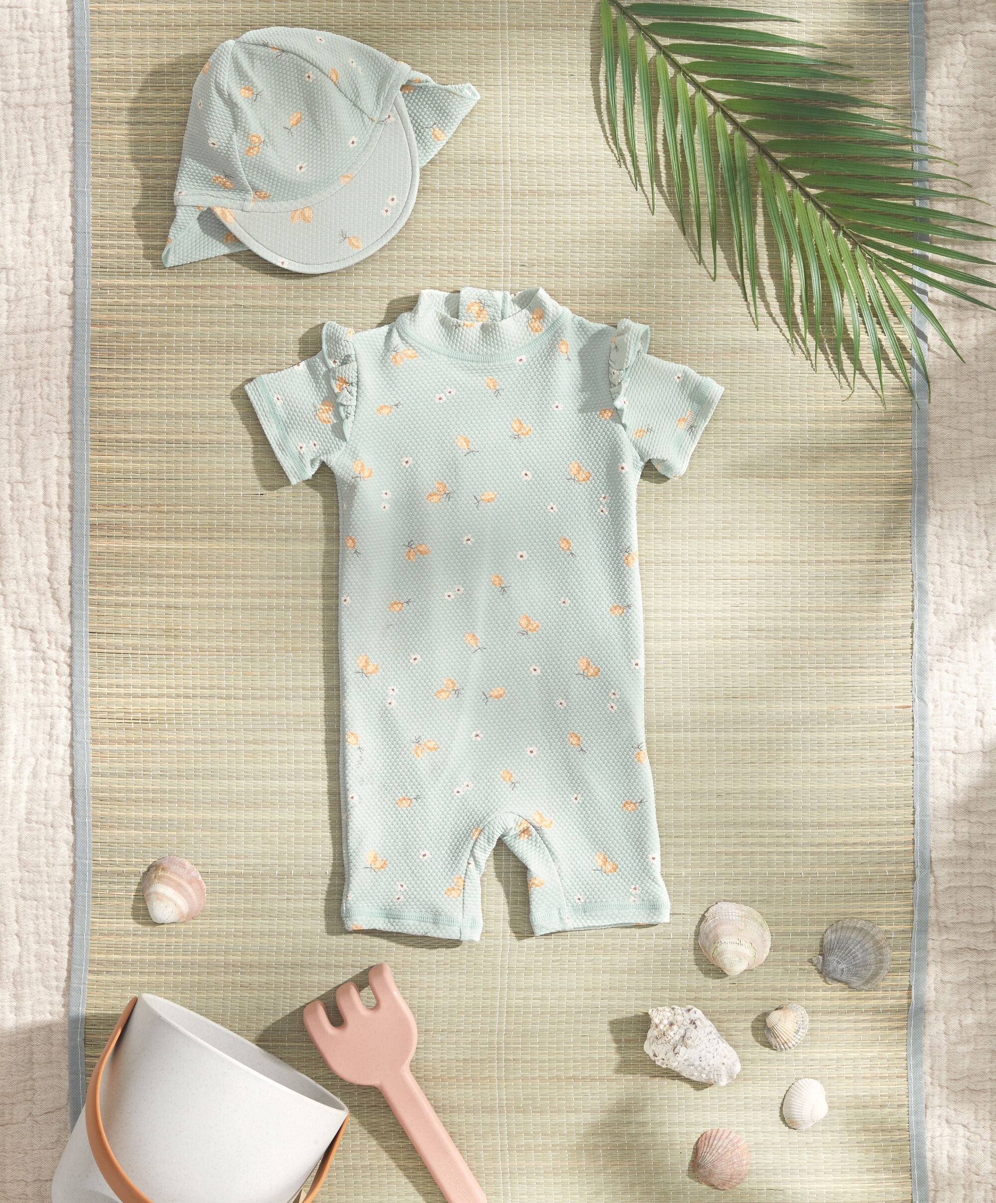 بدلة سباحة بأكمام قصيرة ونقشة ليمون image number 3