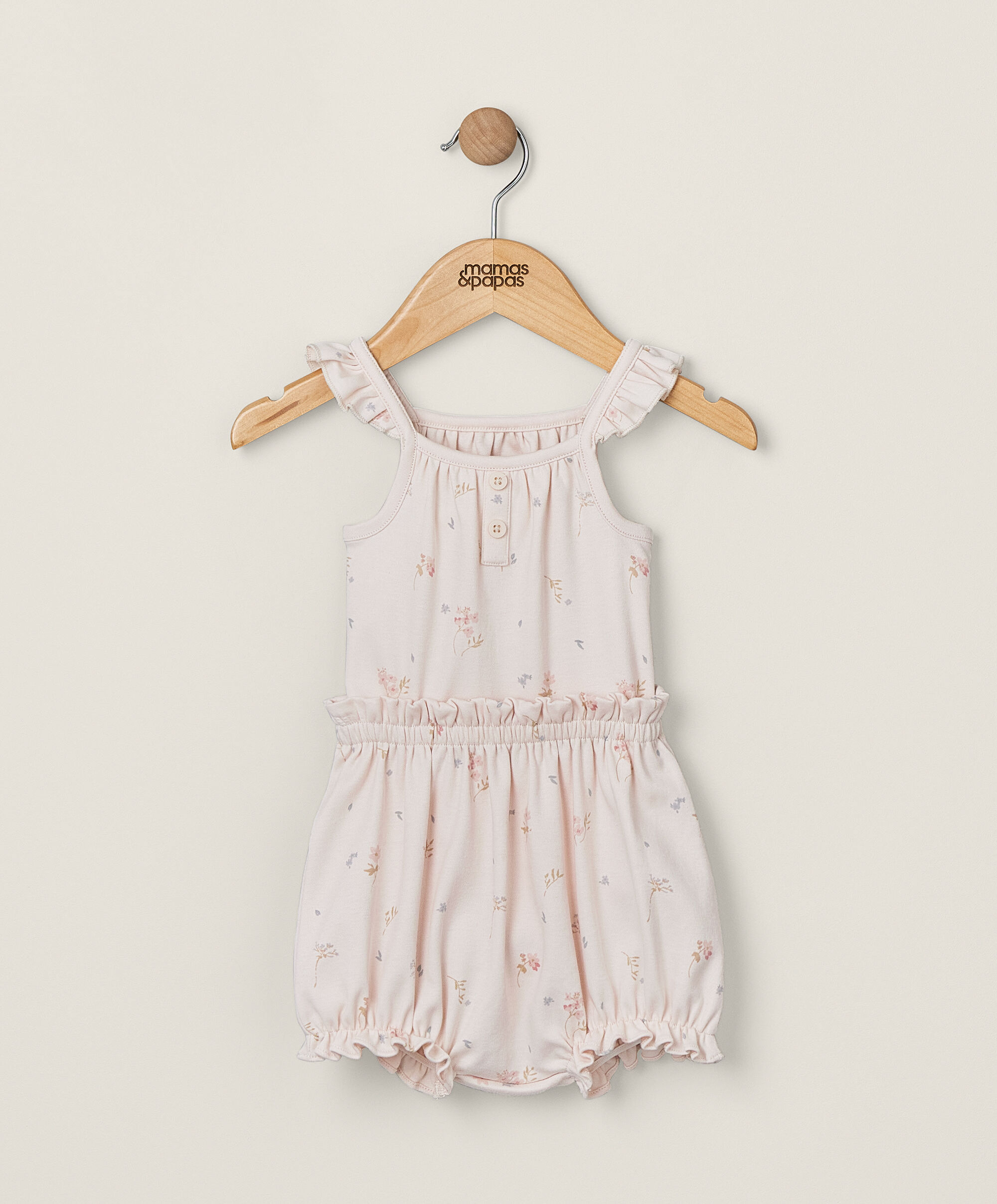 طقم لباس قطعة واحدة وشورت بنقشة زهور - وردي image number 1