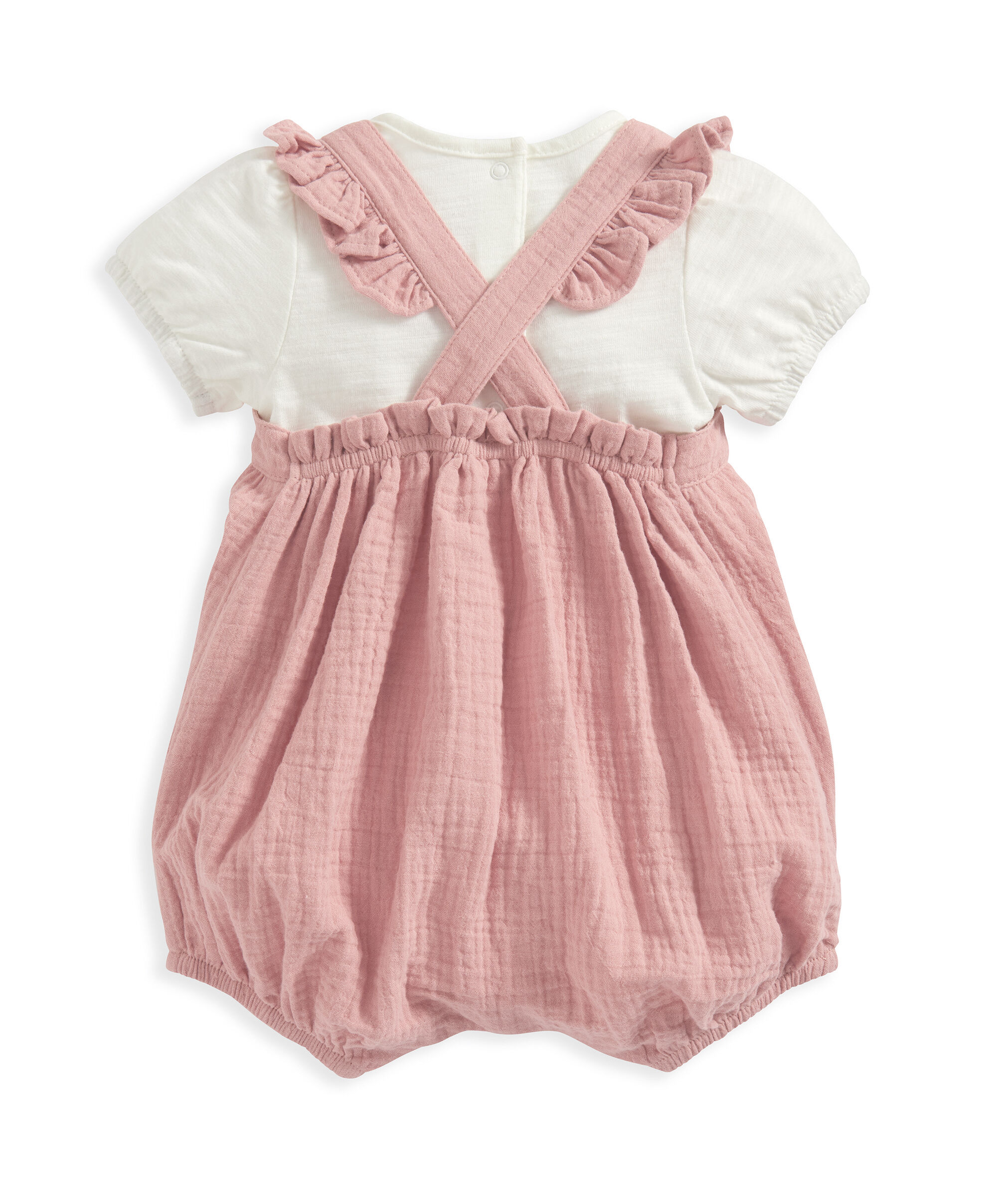 طقم بقصة قصيرة بتطريزات وردي - قطعتان image number 3