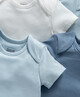 طقم لباس قطعة واحدة بأكمام قصيرة بلون أزرق - 5 قطع image number 2
