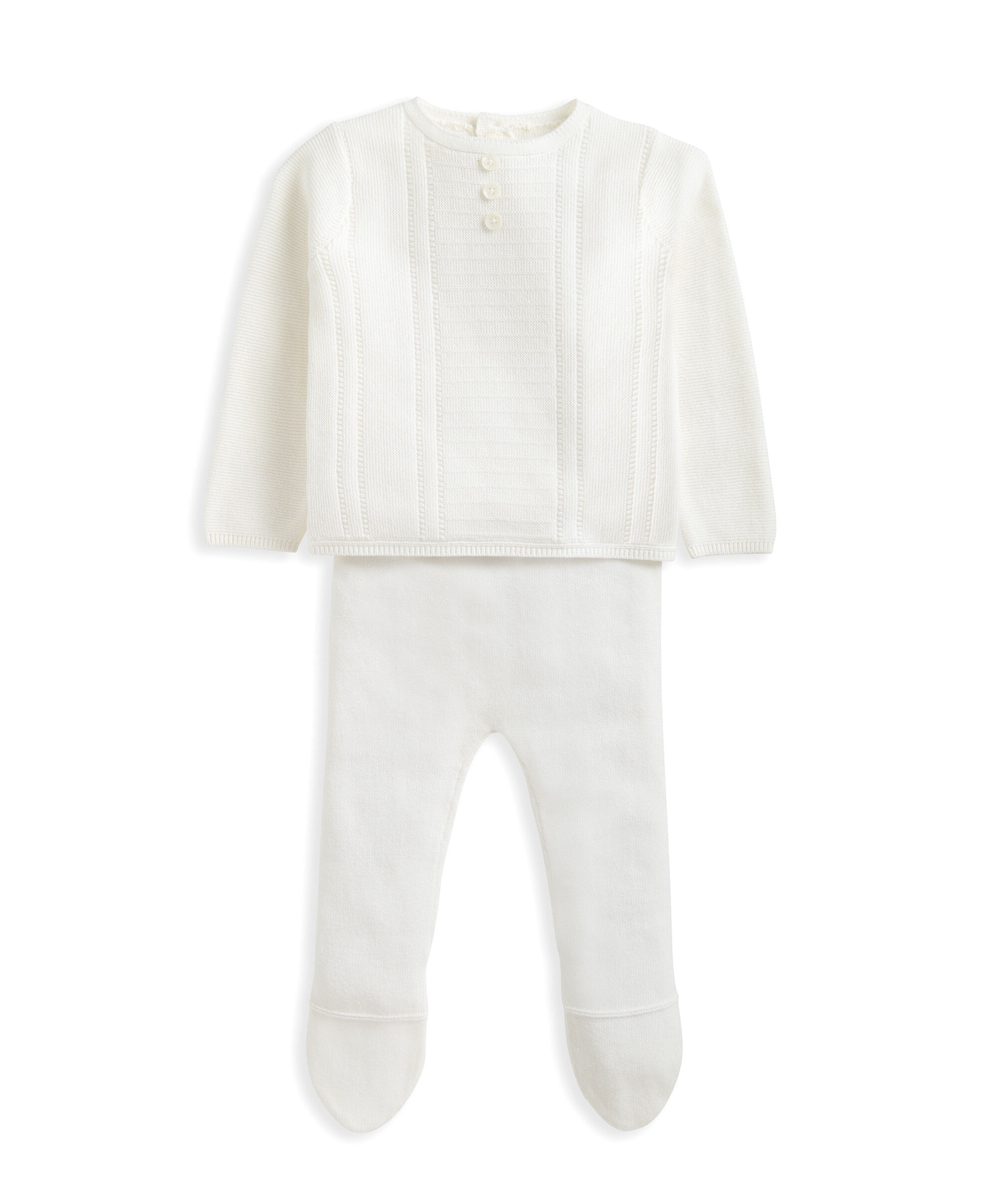 طقم كارديغان ولغينغز منسوج - أبيض image number 2