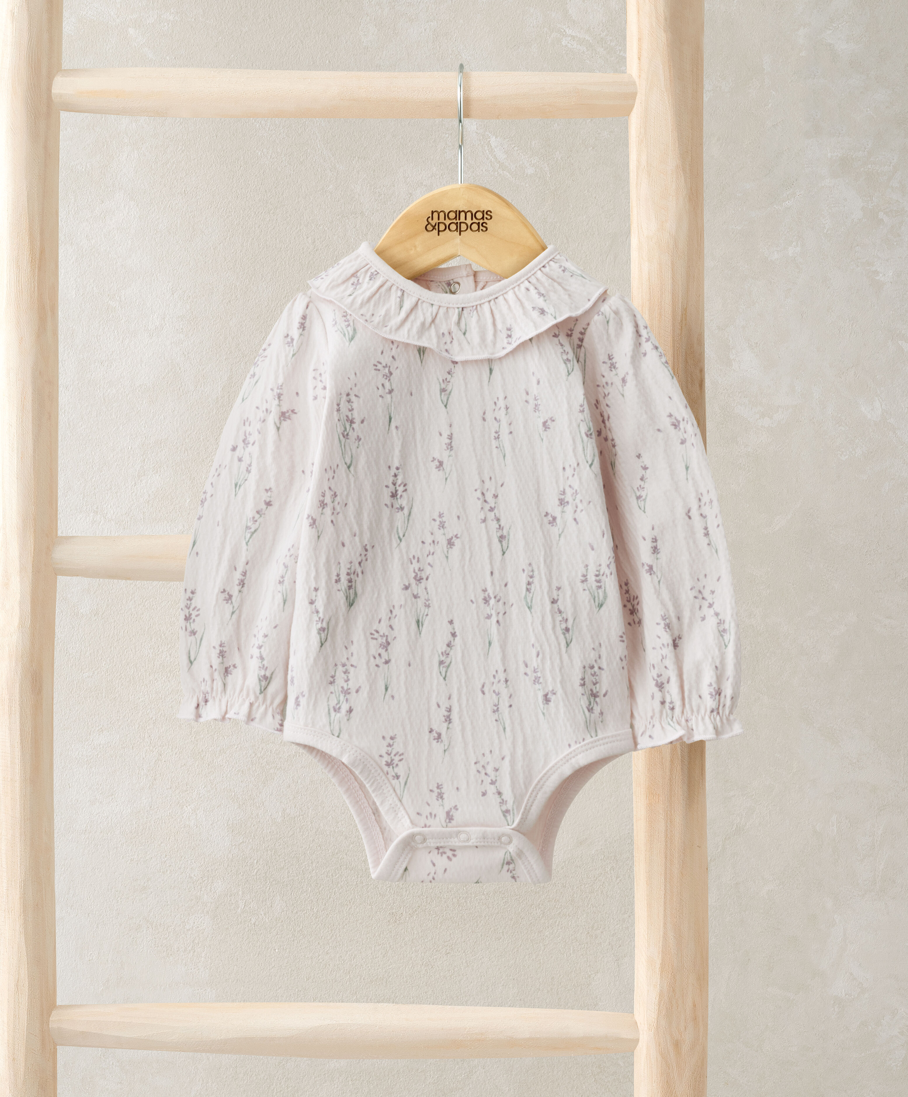 لباس قطعة واحدة بطبعة زهور اللافندر image number 1