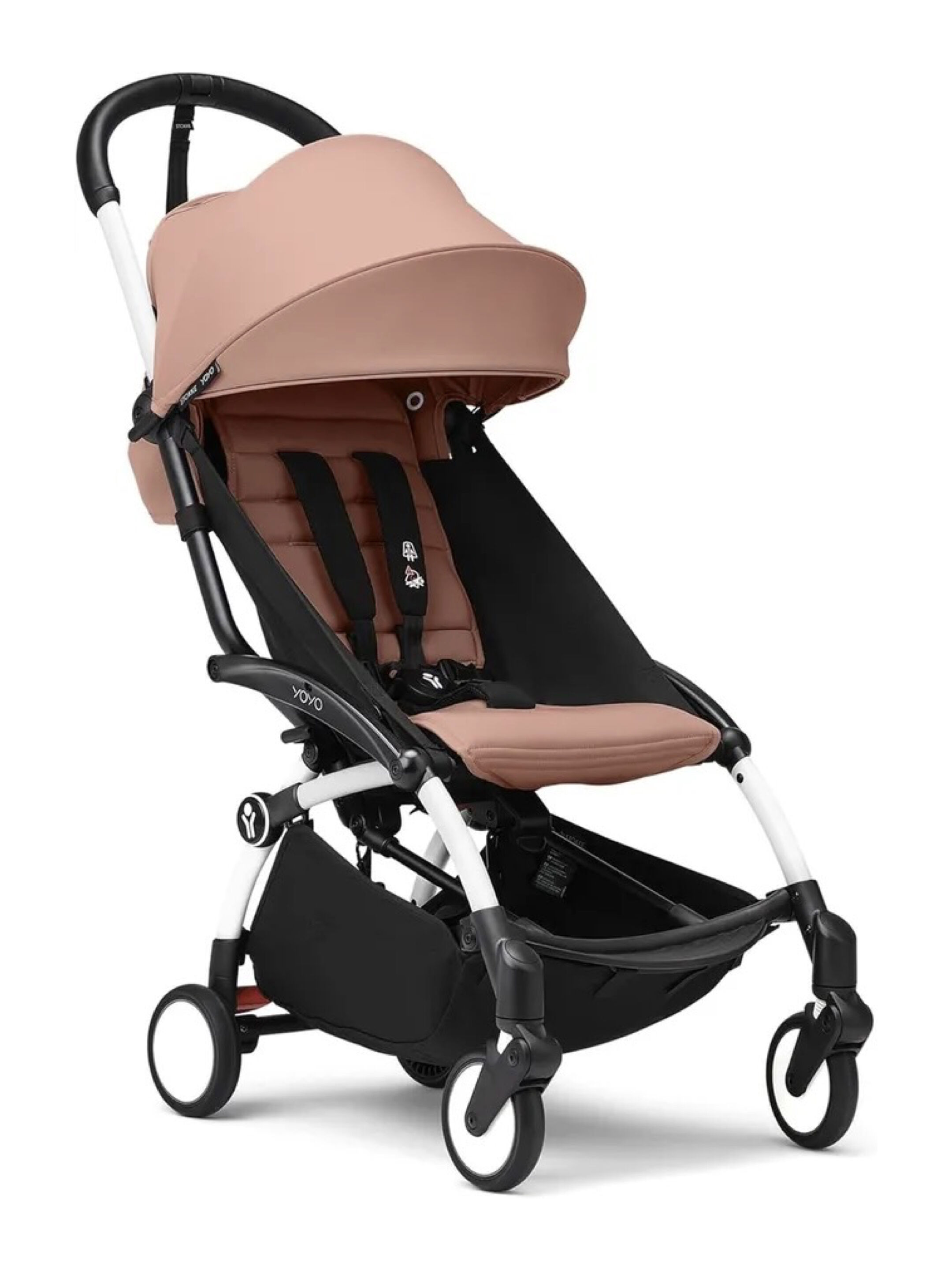 مجموعة هيكل أبيض لعربة أطفال ستوك يويو3 مع مجموعة مقعد للأطفال لعمر 6 شهور فأكثر بلون جينجر (قطعتين) image number 1