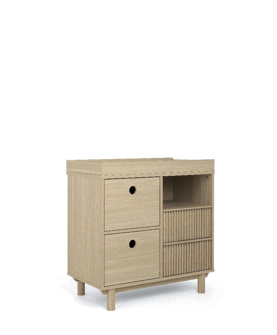 مجموعة وحدة أدراج ضيقة أوسكا وخزانة بلون اوك، قطعتين image number 4