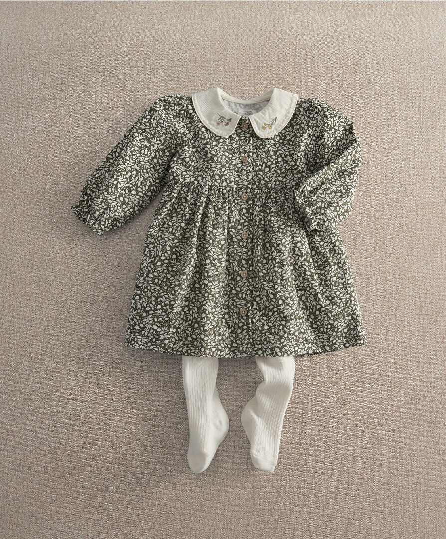 Print Dress & Tights Set