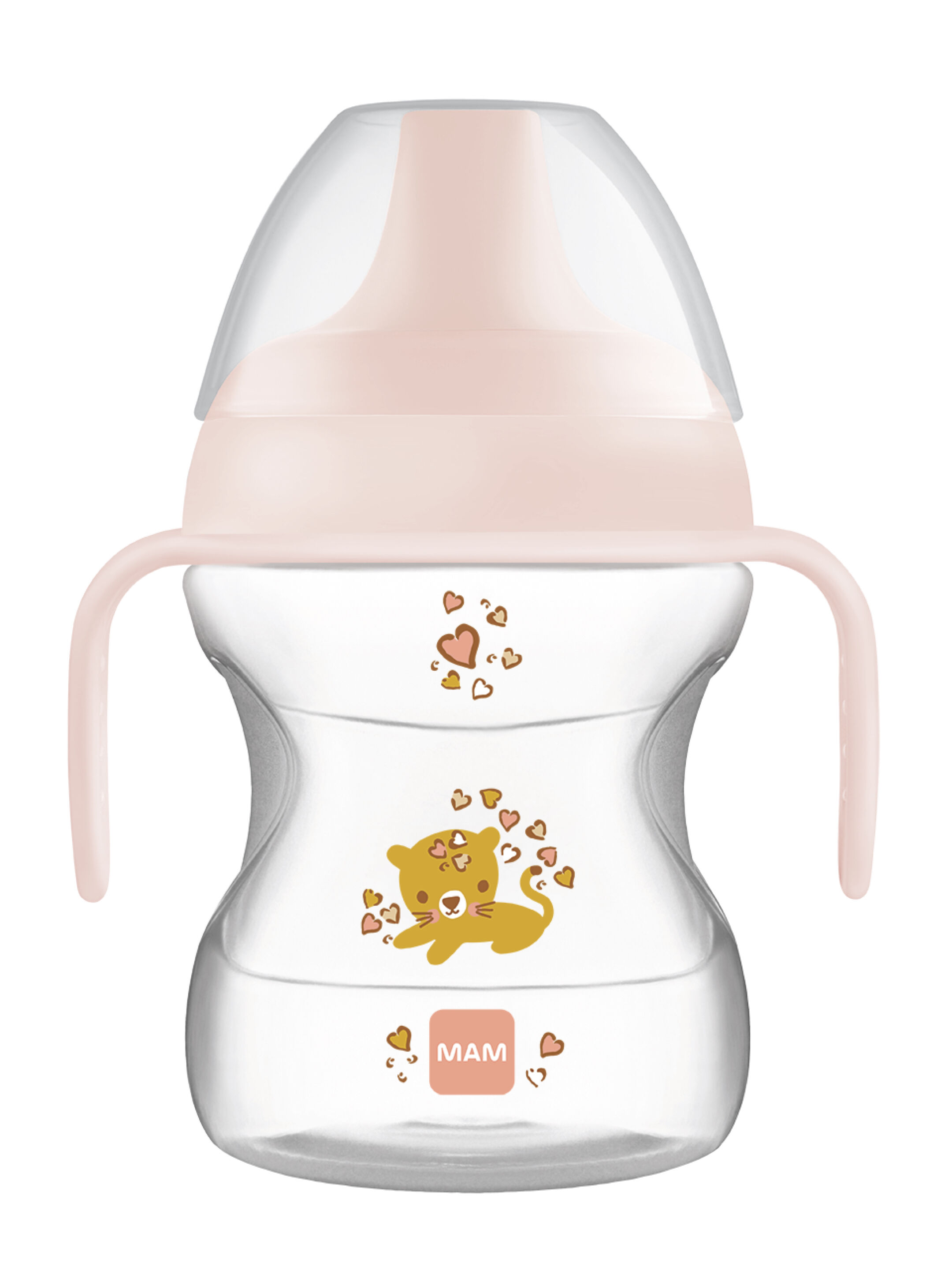 كوب مام بيبي لتعليم الشرب للأطفال سيليكون - 6 أشهر فما فوق | بطبعة حيوانات برية، وردي - 190 مل - عبوة من قطعة واحدة image number 1