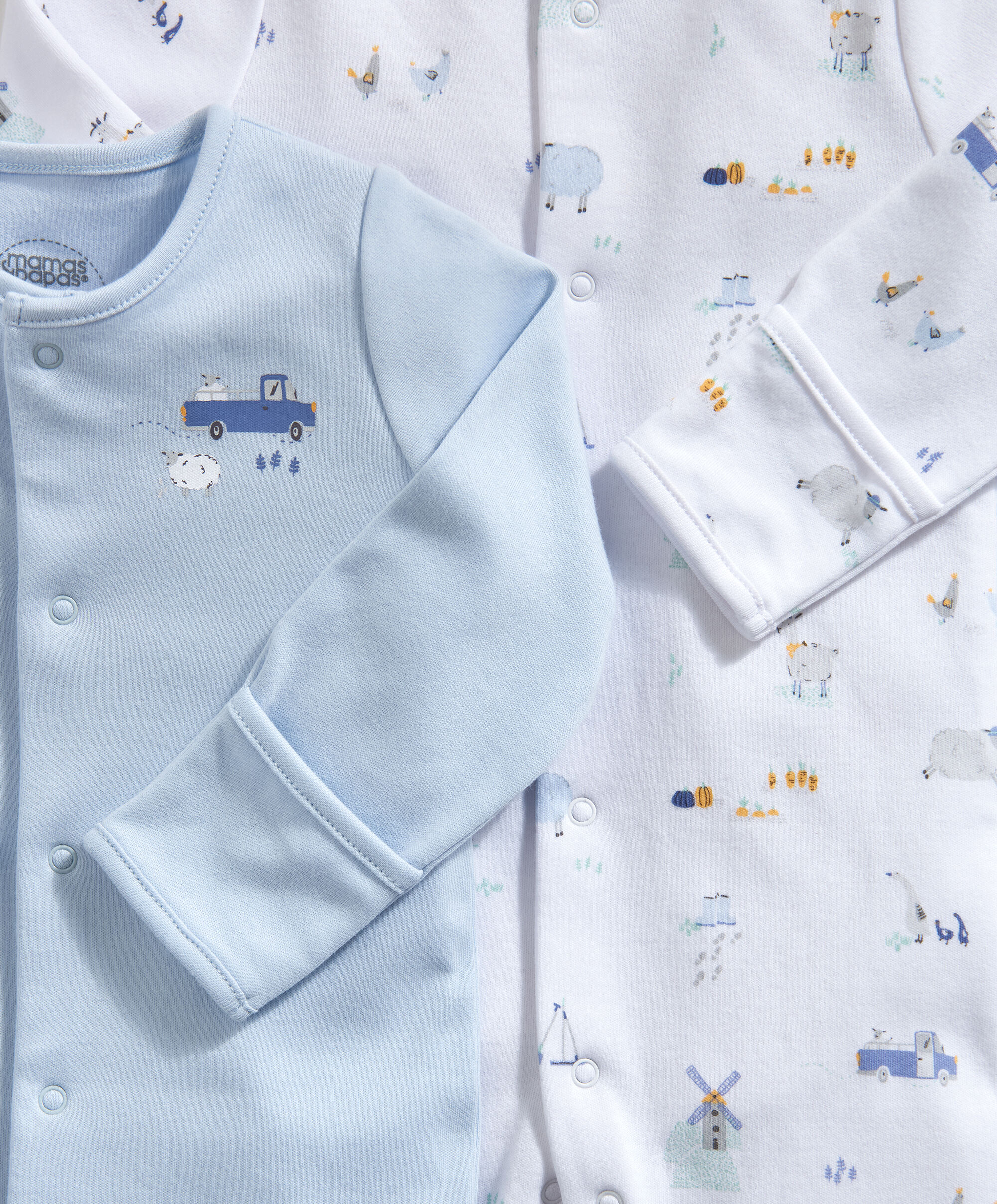 طقم بيجاما قطعة واحدة بنقشة مزرعة - 3 قطع image number 3