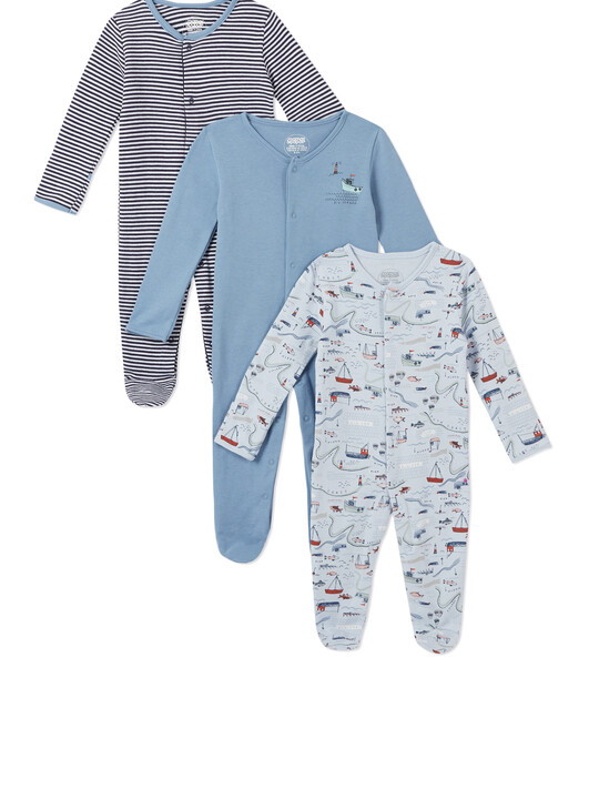 3Pack of  NAUTICAL Sleepsuits image number 1