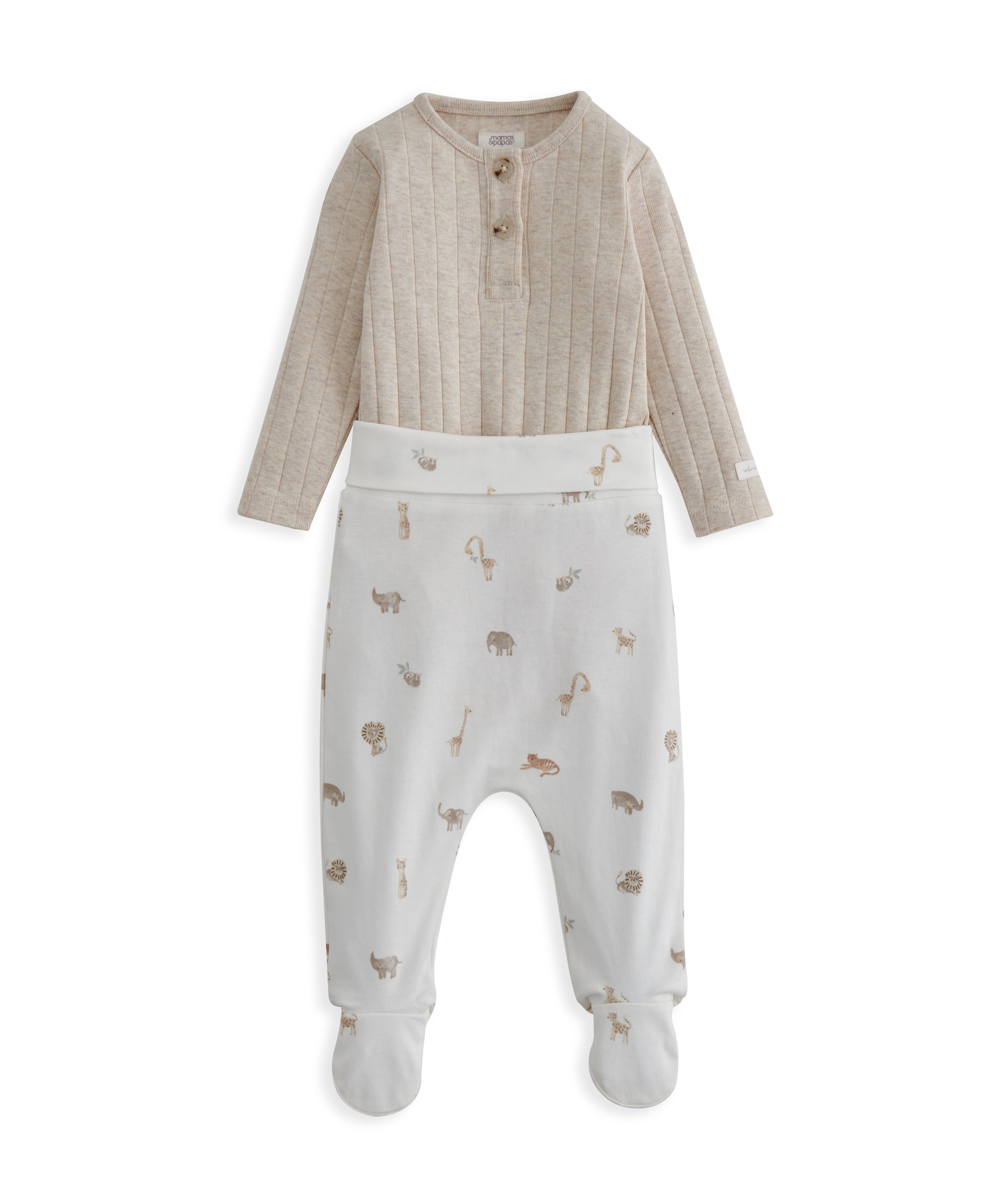 طقم لباس قطعة واحدة مضلع ولغينغز بنقشة سفاري  image number 2