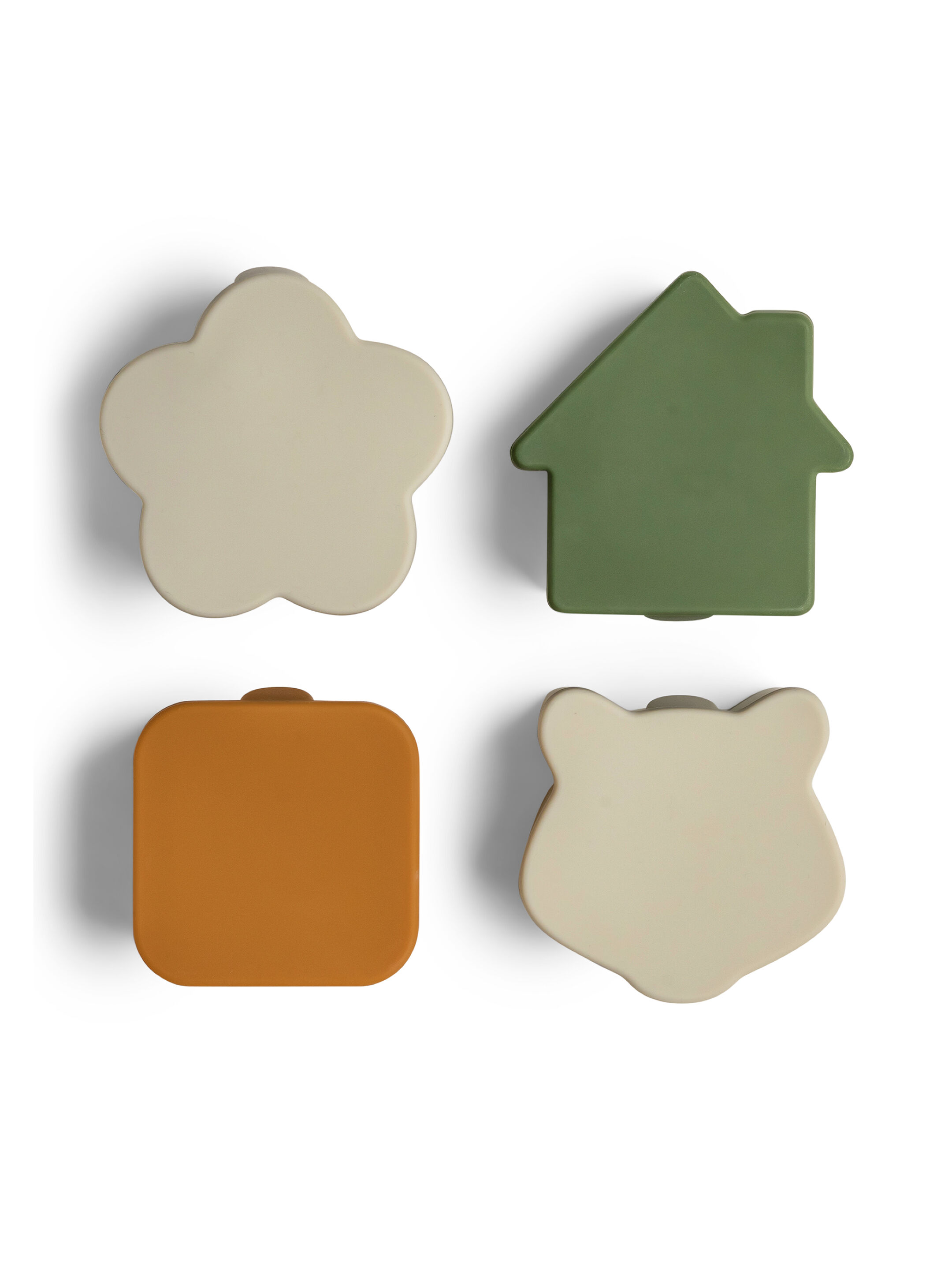 طقم منظمات صندوق غداء سيليكون من سيترون - 4 قطع بلون كراميل/أخضر/رمادي image number 1