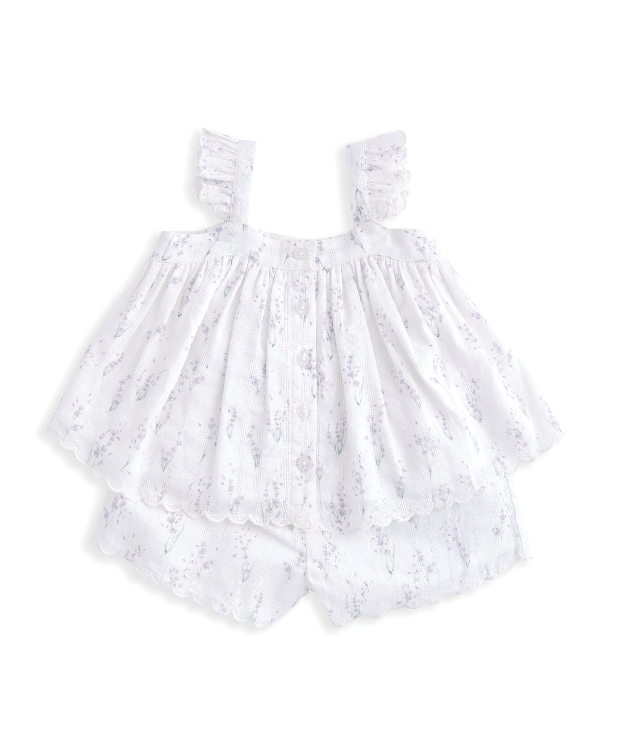 طقم بلوزة وشورت بنقشة لافندر - قطعتان image number 2